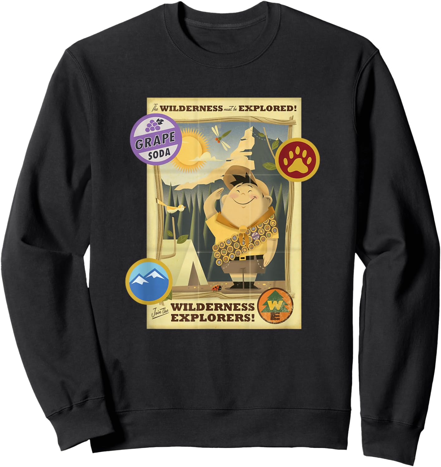 Disney Pixar Up Join The Wilderness Explorers Vintage Poster Sweatshirt - Sweatshirt | Black
