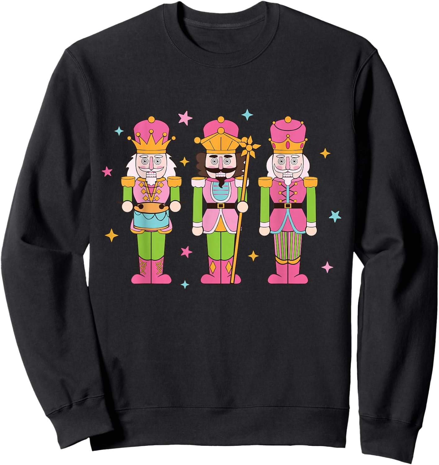 Vintage Pink Nutcracker Squad Women Girl Kids Pink Christmas Sweatshirt - Sweatshirt | Black