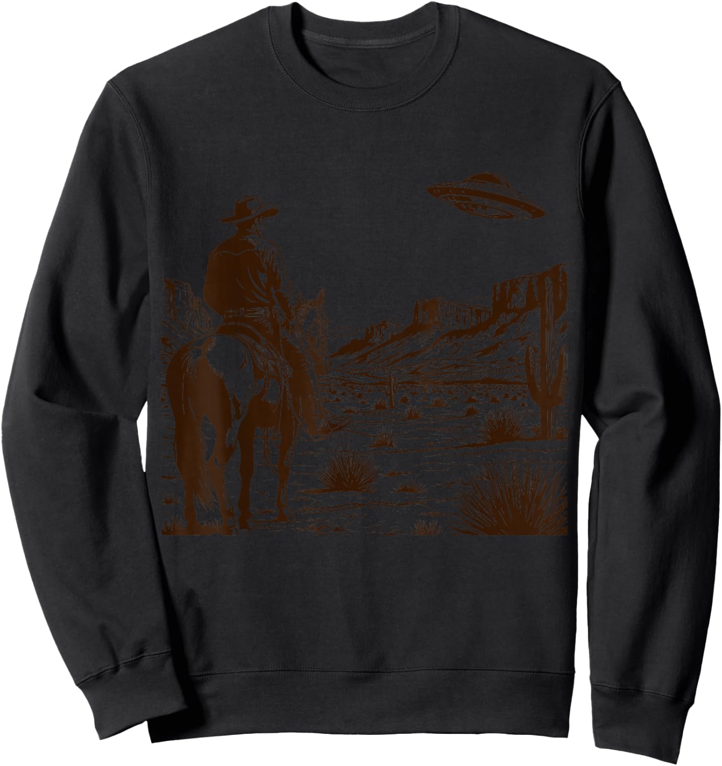 Ufo Western Retro Vintage Cowboy Sweatshirt - Sweatshirt | Black