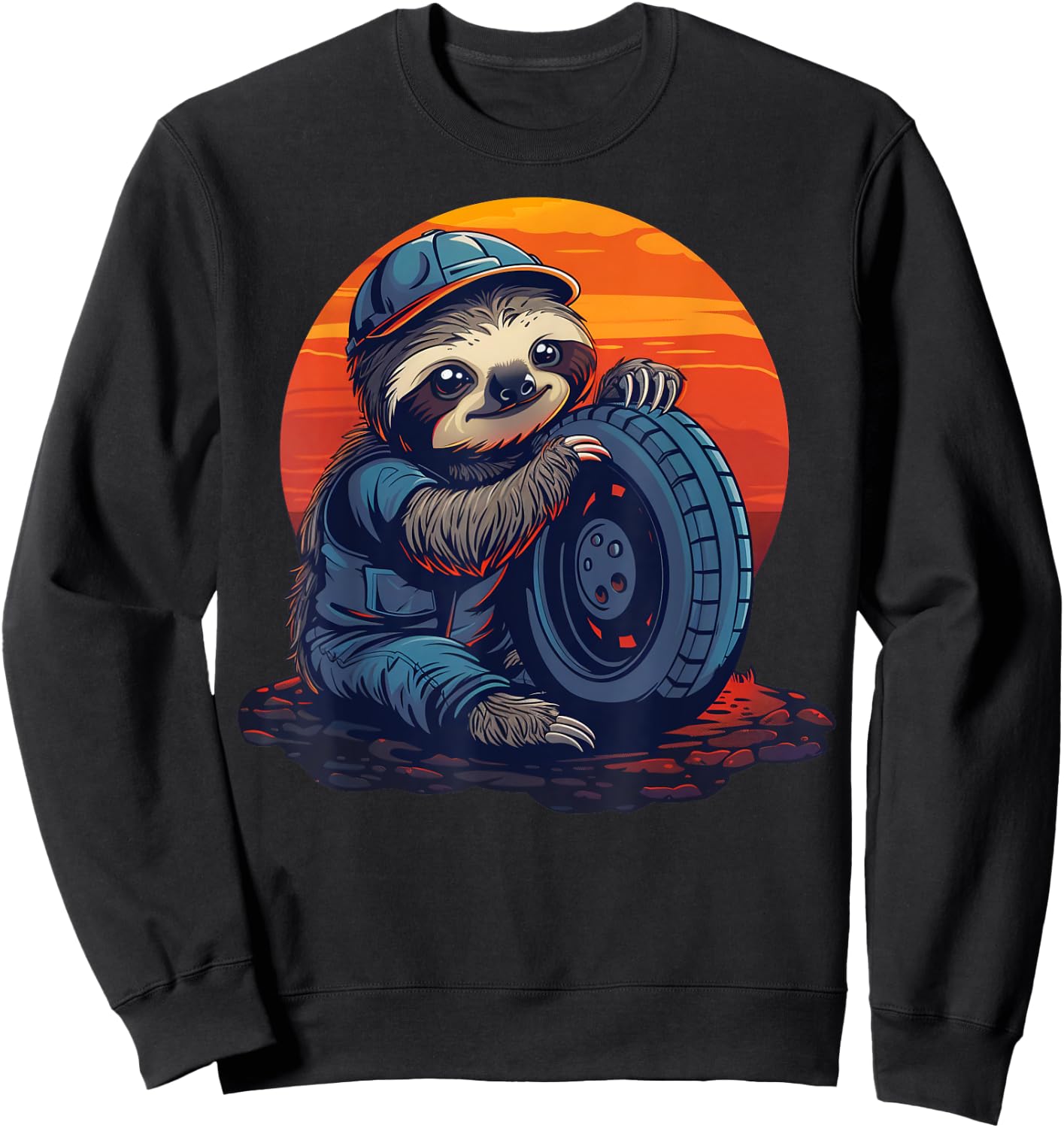 Funny Lazy Sloth Automotive mechanic Sweatshirt - Sweatshirt | Black