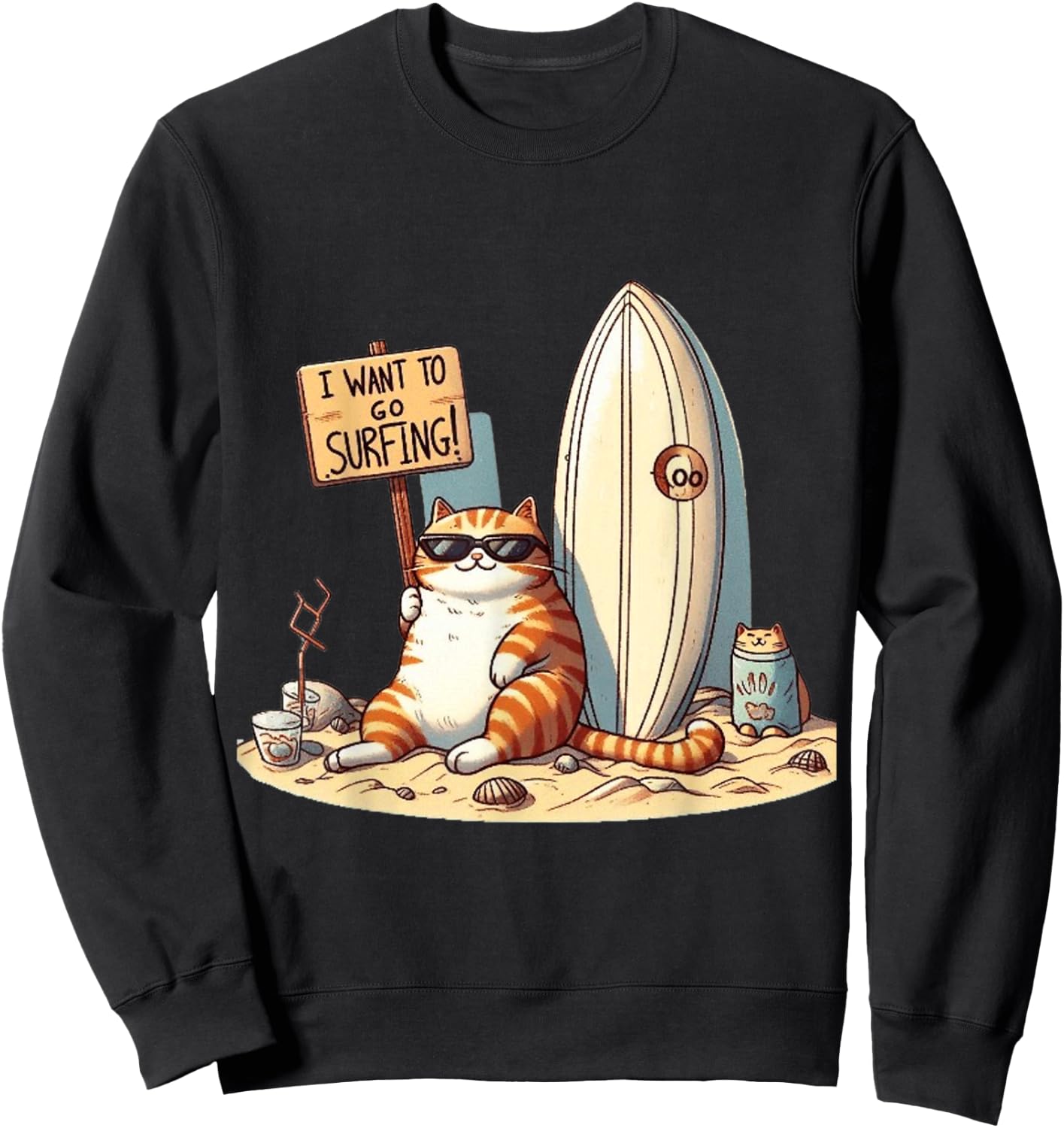I want to go surfing ,The Call of the Waves Sweatshirt - Sweatshirt | Black