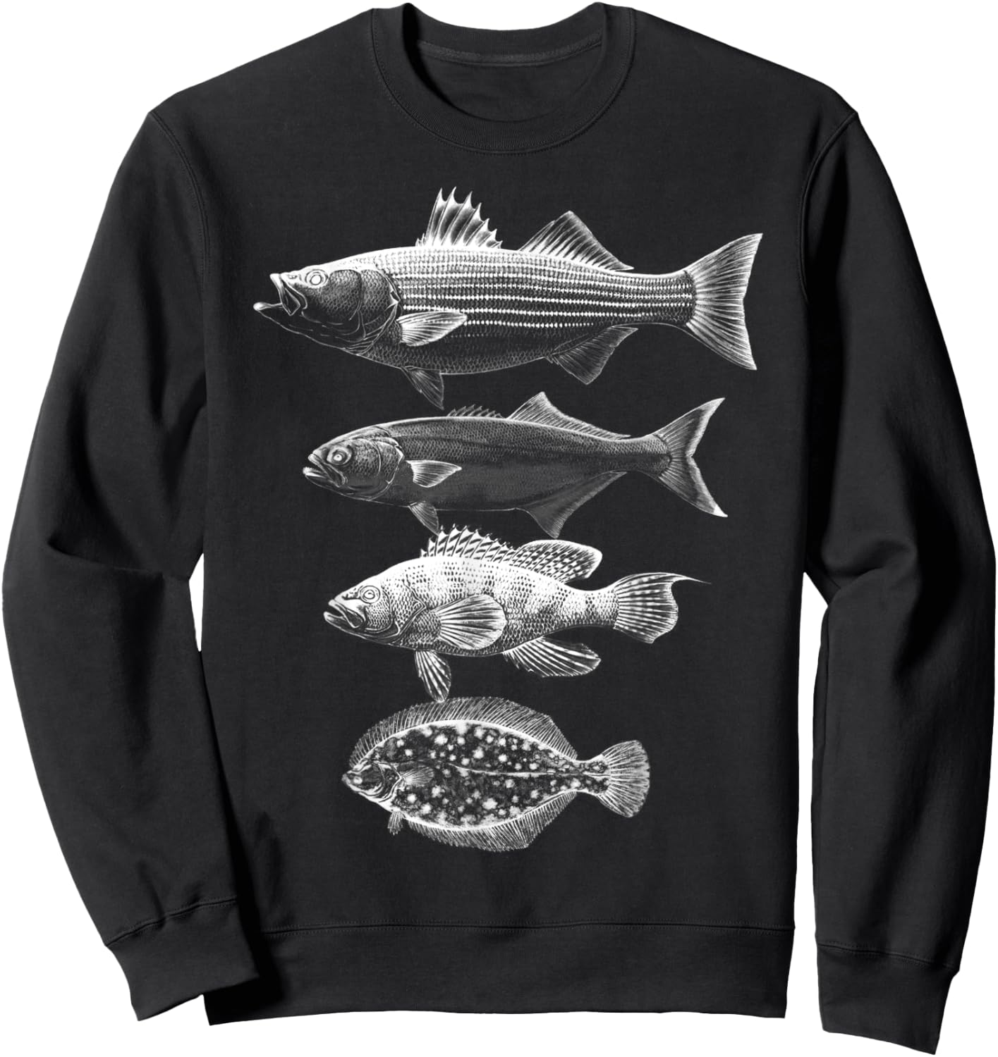 Cape Cod Buzzards Bay Fishing Slam Striper Bluefish Bass Sweatshirt - Sweatshirt | Black