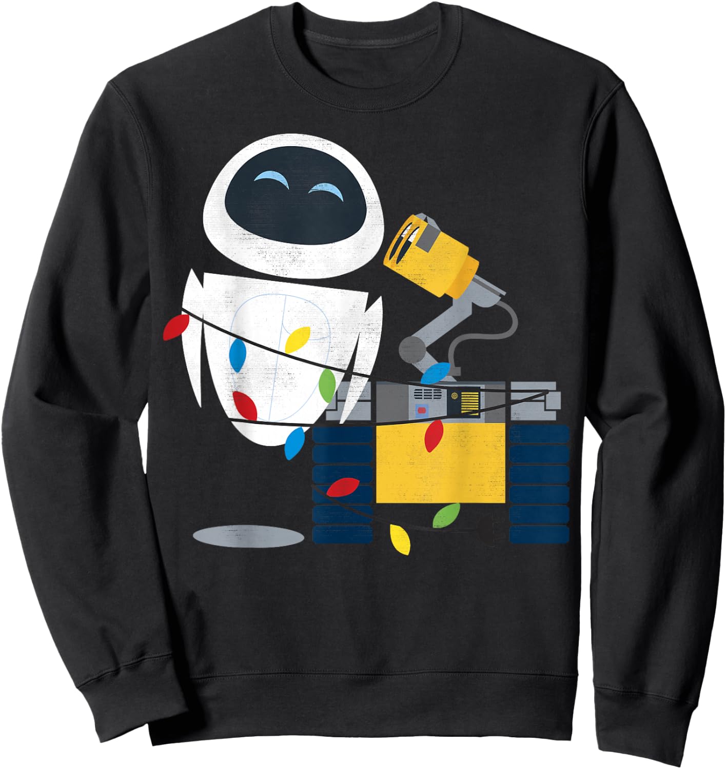 Disney Pixar Wall-E Eve Christmas Light Wrap Graphic Short Sleeve Sweatshirt - Sweatshirt | Black
