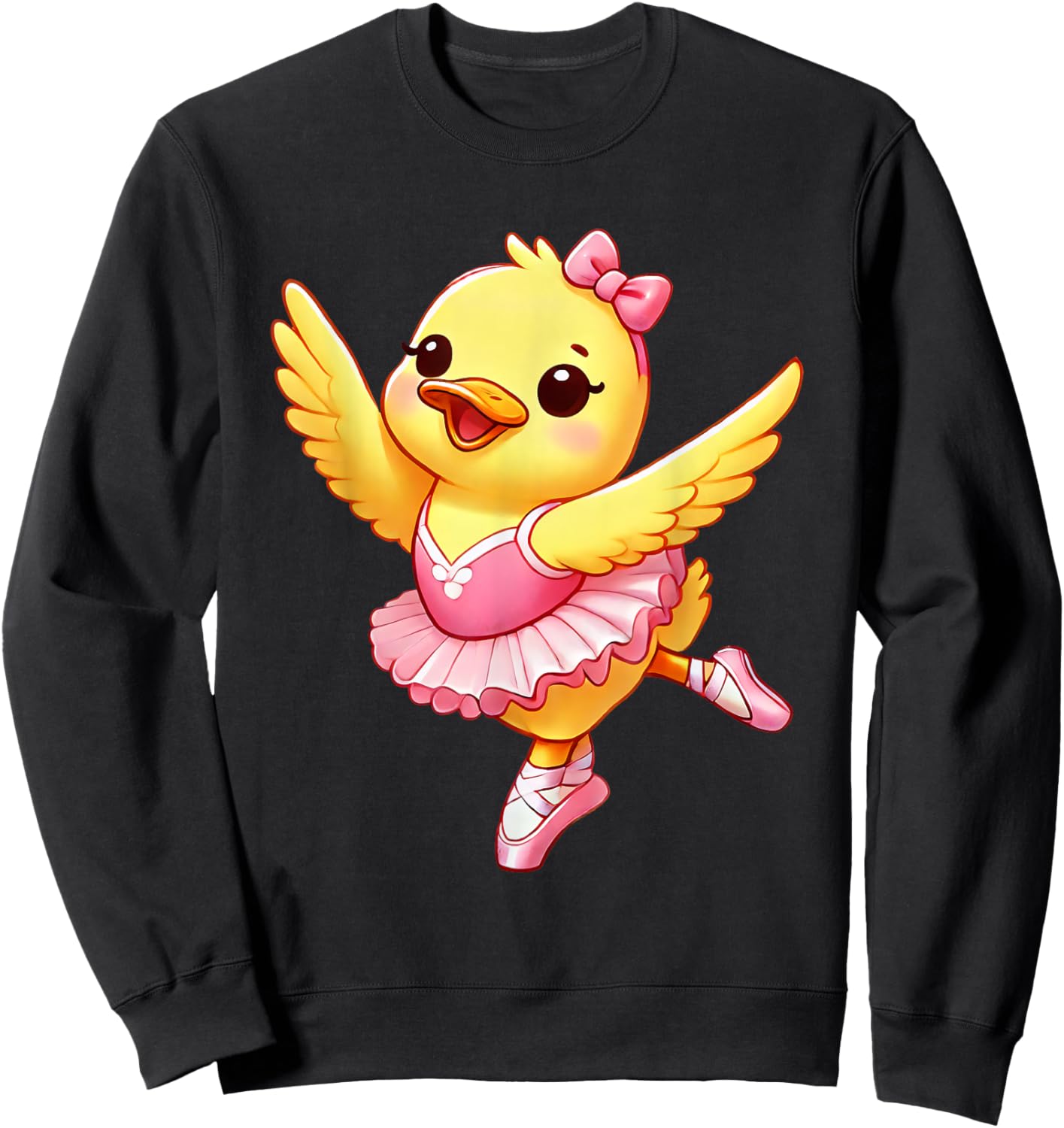 Duck Ballerina Cute Ballet Funny Dance Boys Girls Kids Sweatshirt - Sweatshirt | Black