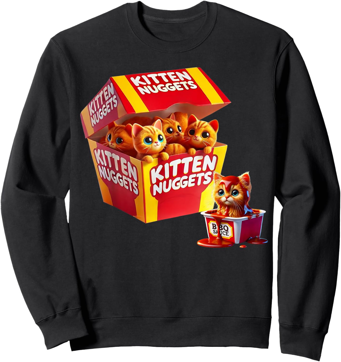 Funny Cat Owner Cute Gifts Kitten Nuggets Cat Lover Gift Food Pun Chicken Nuggets Sweatshirt - Sweatshirt | Black
