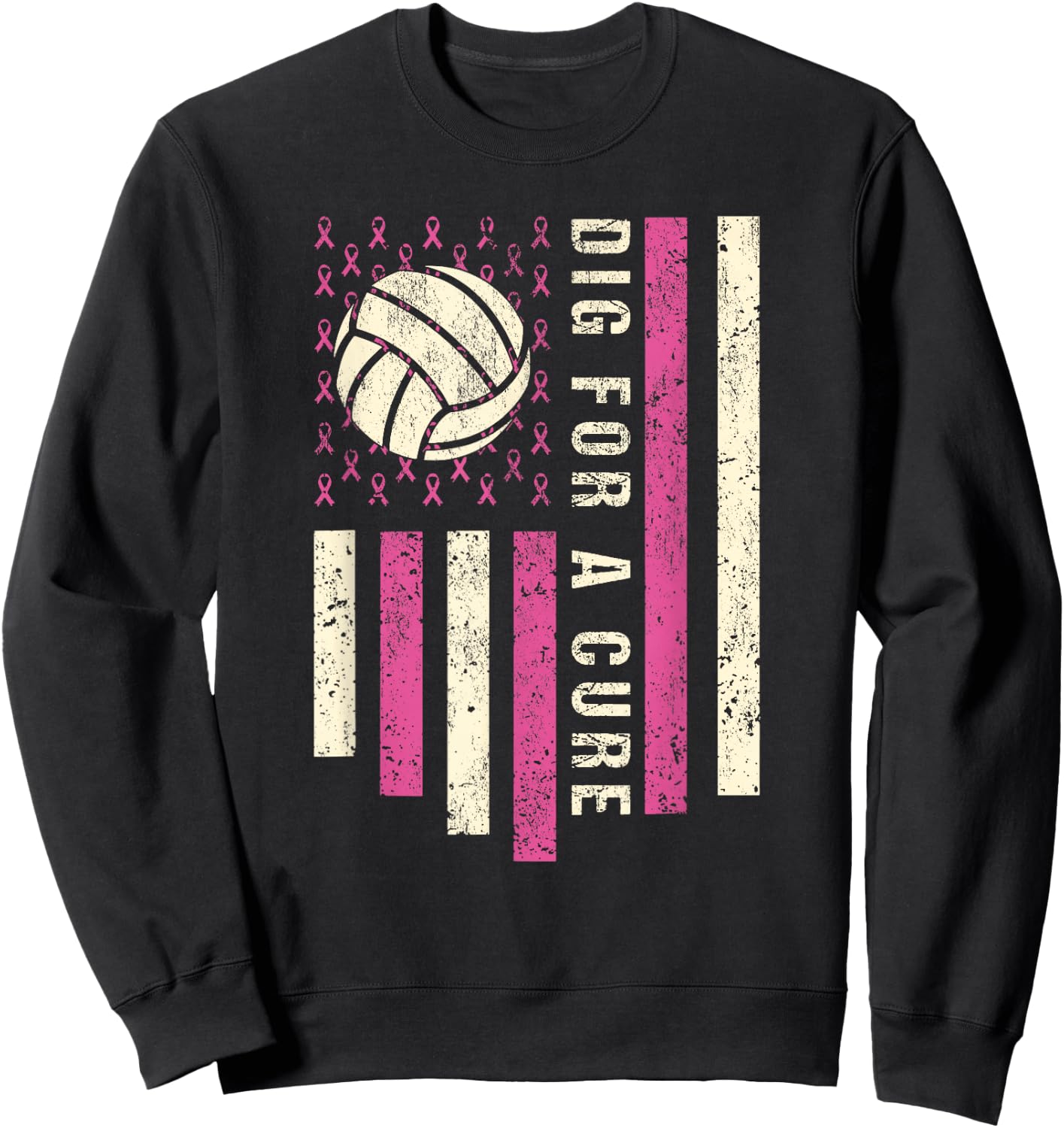 Dig For A Cure Breast Volleyball Pink Volleyball Pink Out Sweatshirt - Sweatshirt | Black