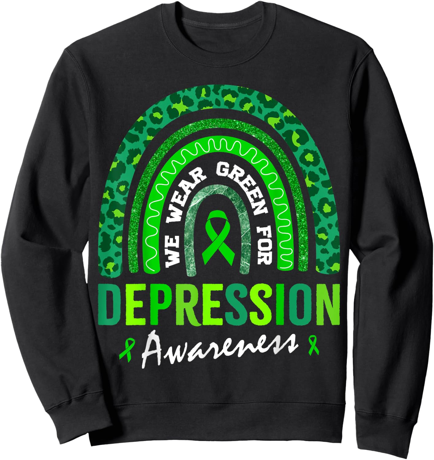 In October We Wear Green for Depression Awareness Sweatshirt - Sweatshirt | Black