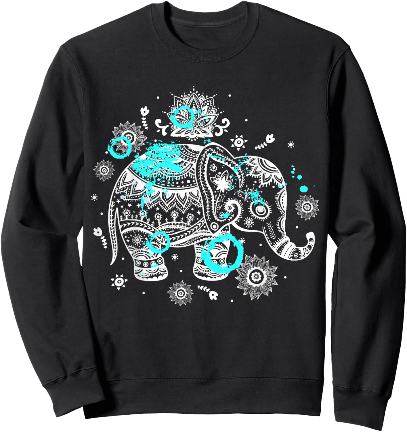 Elephant Thailand Art Good Luck Vintage Sweatshirt - Sweatshirt | Black
