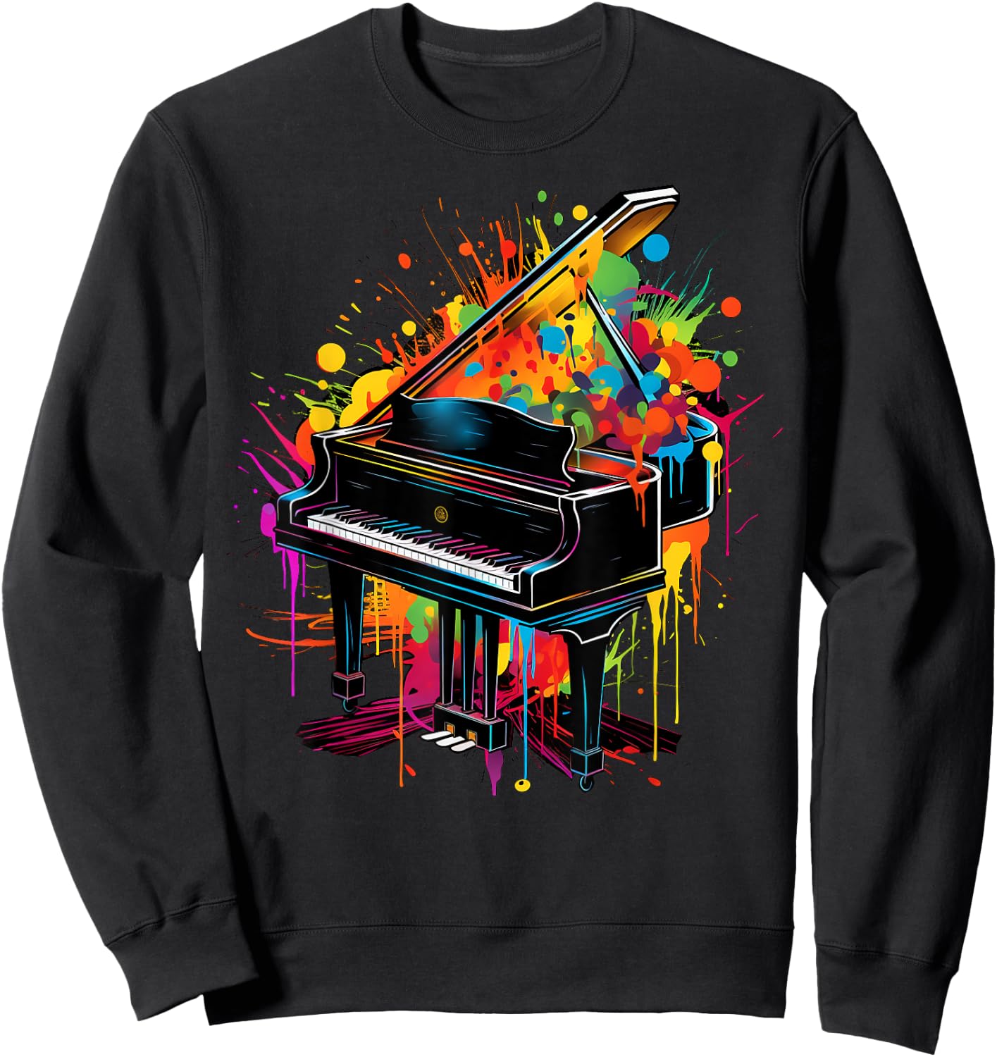 Artistic Colorful Pop Art painted Piano Sweatshirt - Sweatshirt | Black