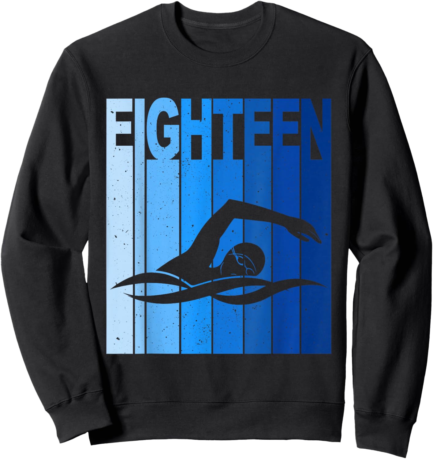 18th Birthday Swimming 18 Year Old Birthday Swimmer Sweatshirt - Sweatshirt | Black