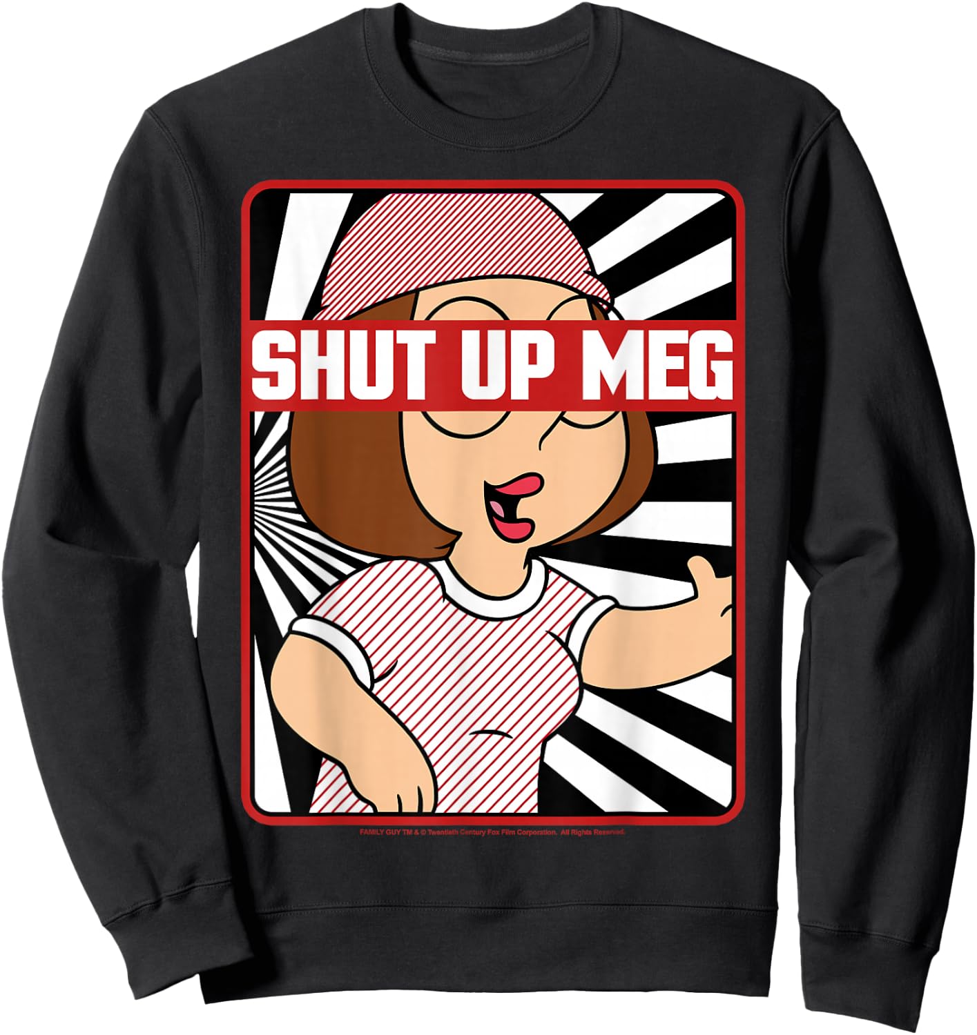 Family Guy Shut Up Meg Censure Big Chest Portrait Sweatshirt - Sweatshirt | Black