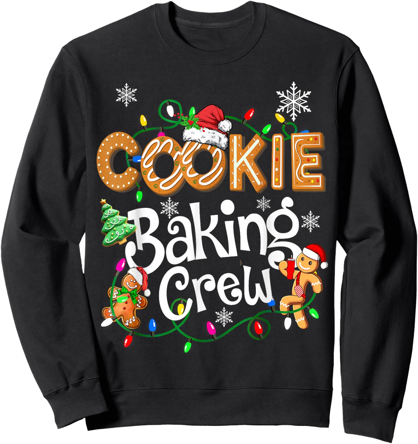 Cookie Baking Crew Cooking Lover Santa Xmas Gingerbread Sweatshirt - Sweatshirt | Black