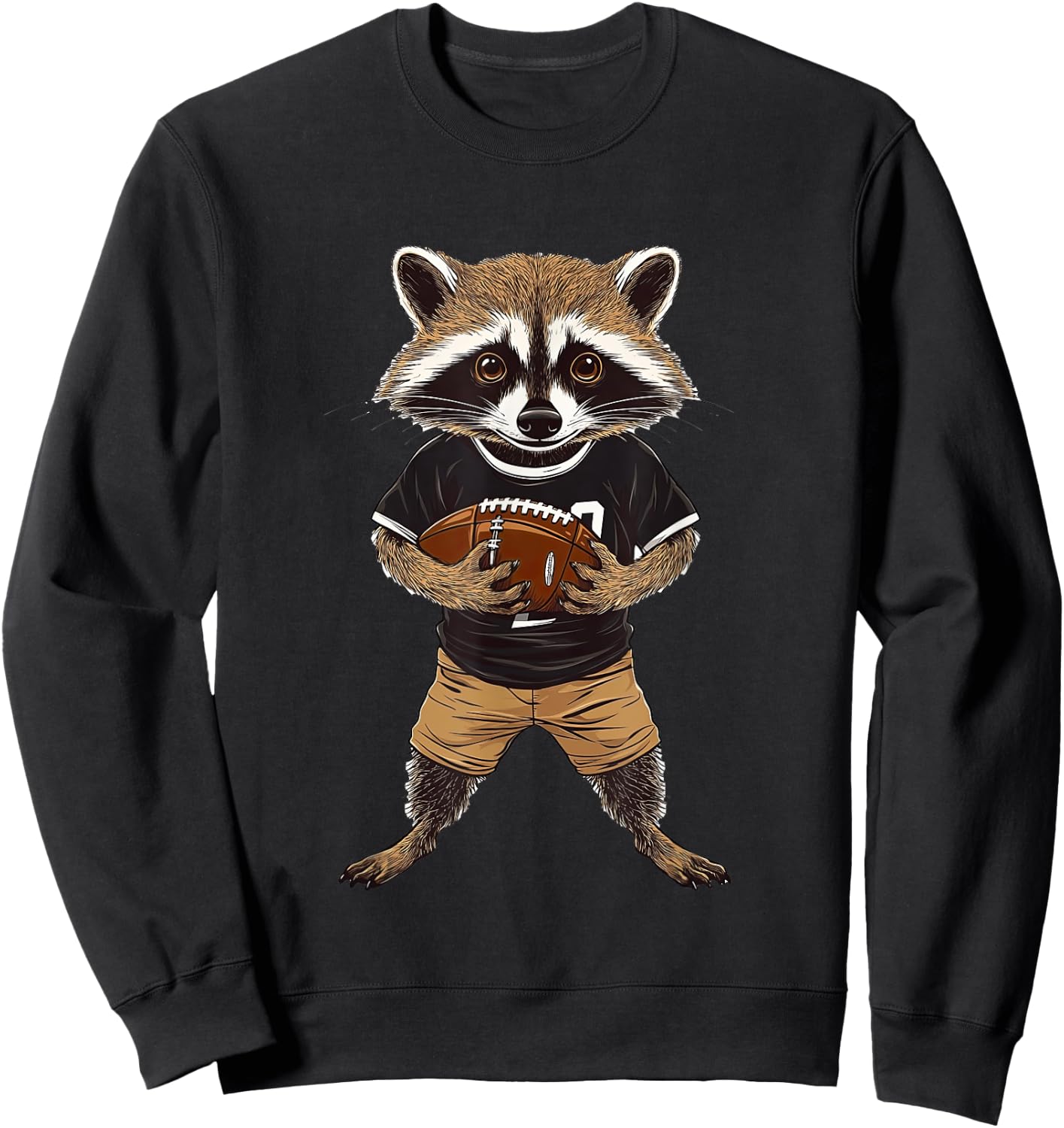 Raccoon Dressed as American Football Player Quarterback Sweatshirt - Sweatshirt | Black