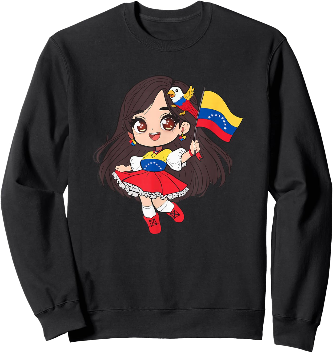 Venezuela Woman Venezuelan Flag Day Hispanic Girl Sweatshirt - Sweatshirt | Black