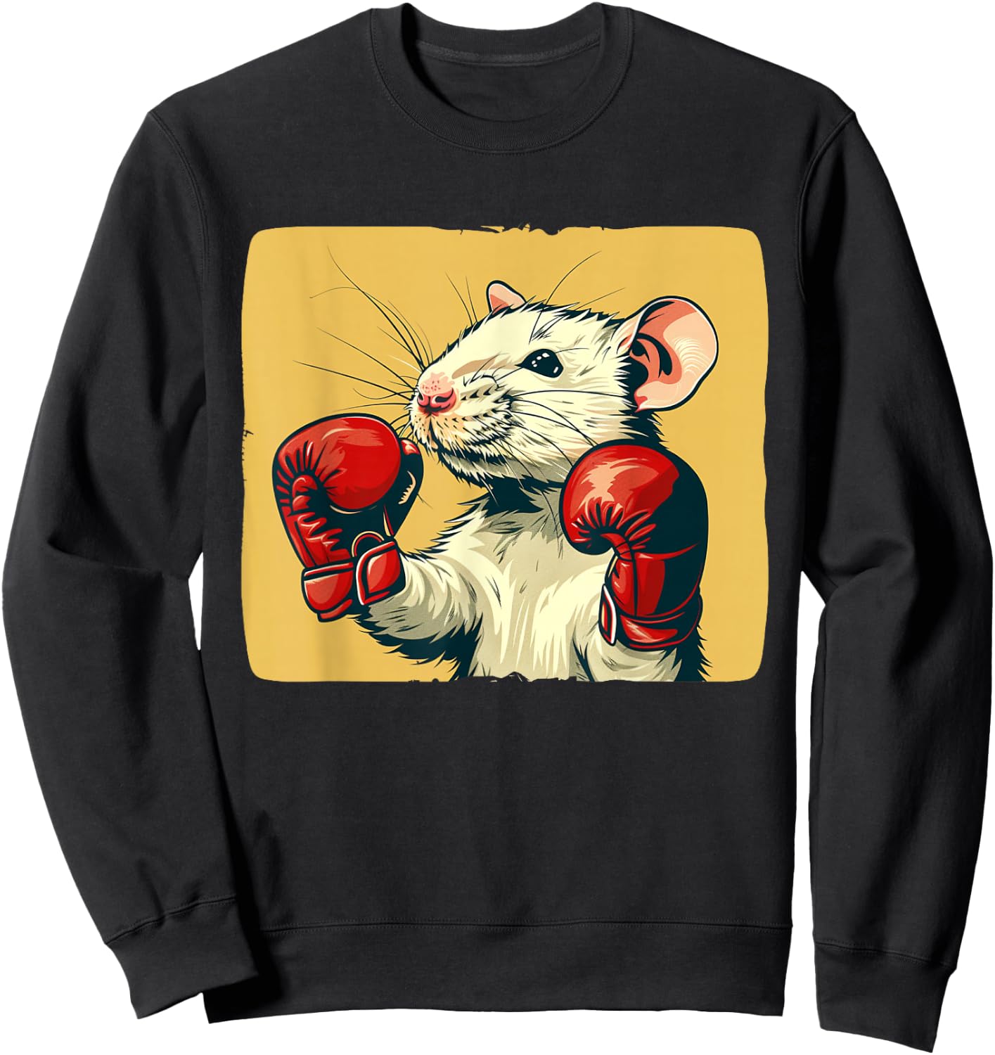 Cute white Rat with red boxing Gloves Costume Sweatshirt - Sweatshirt | Black