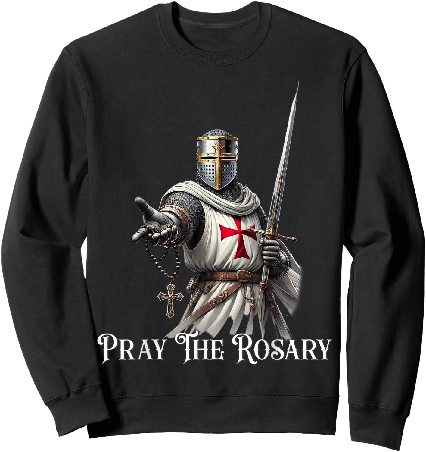Catholic Knight Templar Latin Crusader Cross Sweatshirt - Sweatshirt | Black