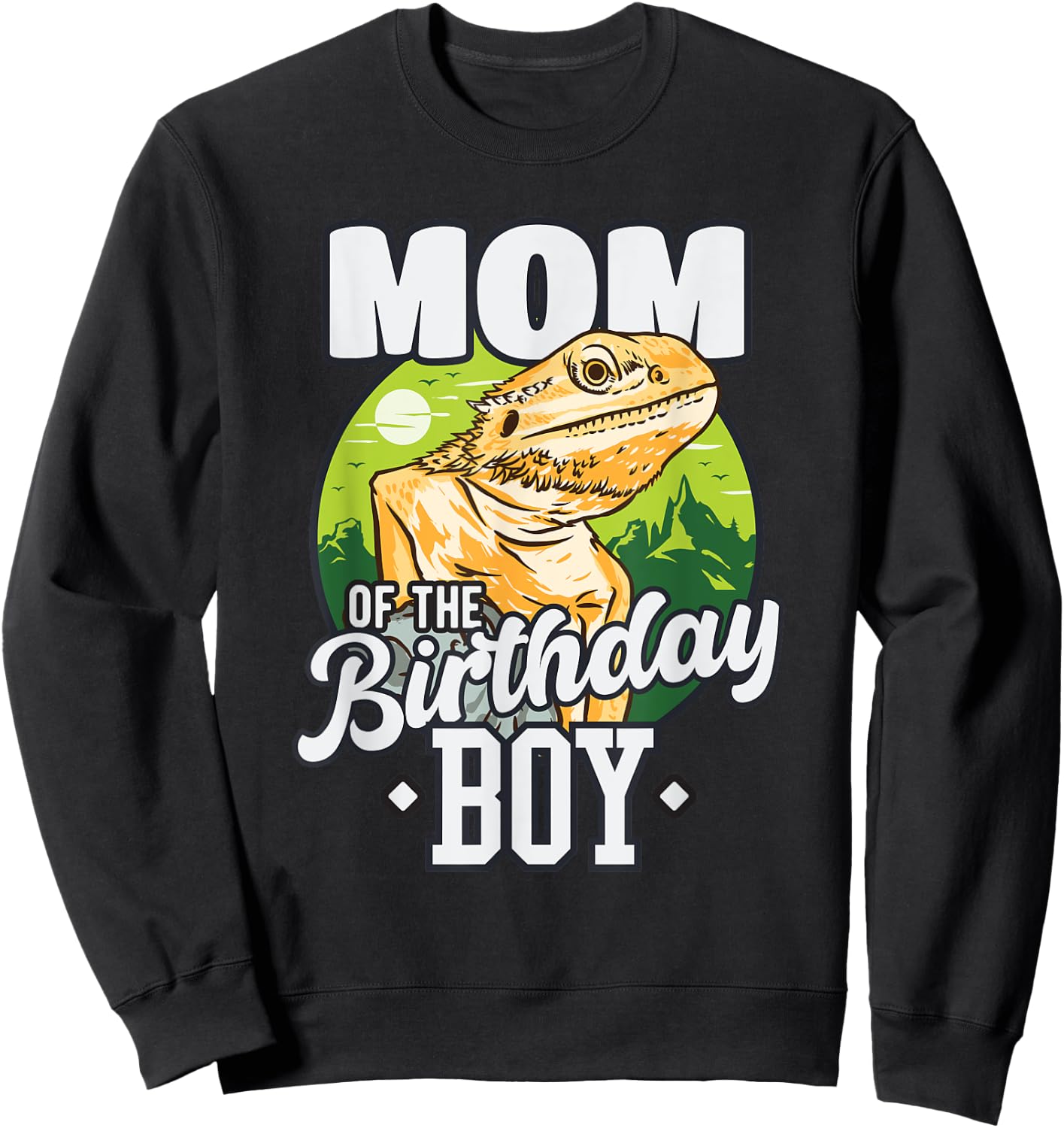 Mom of Birthday Boy Bearded Dragon Birthday Party Sweatshirt - Sweatshirt | Black