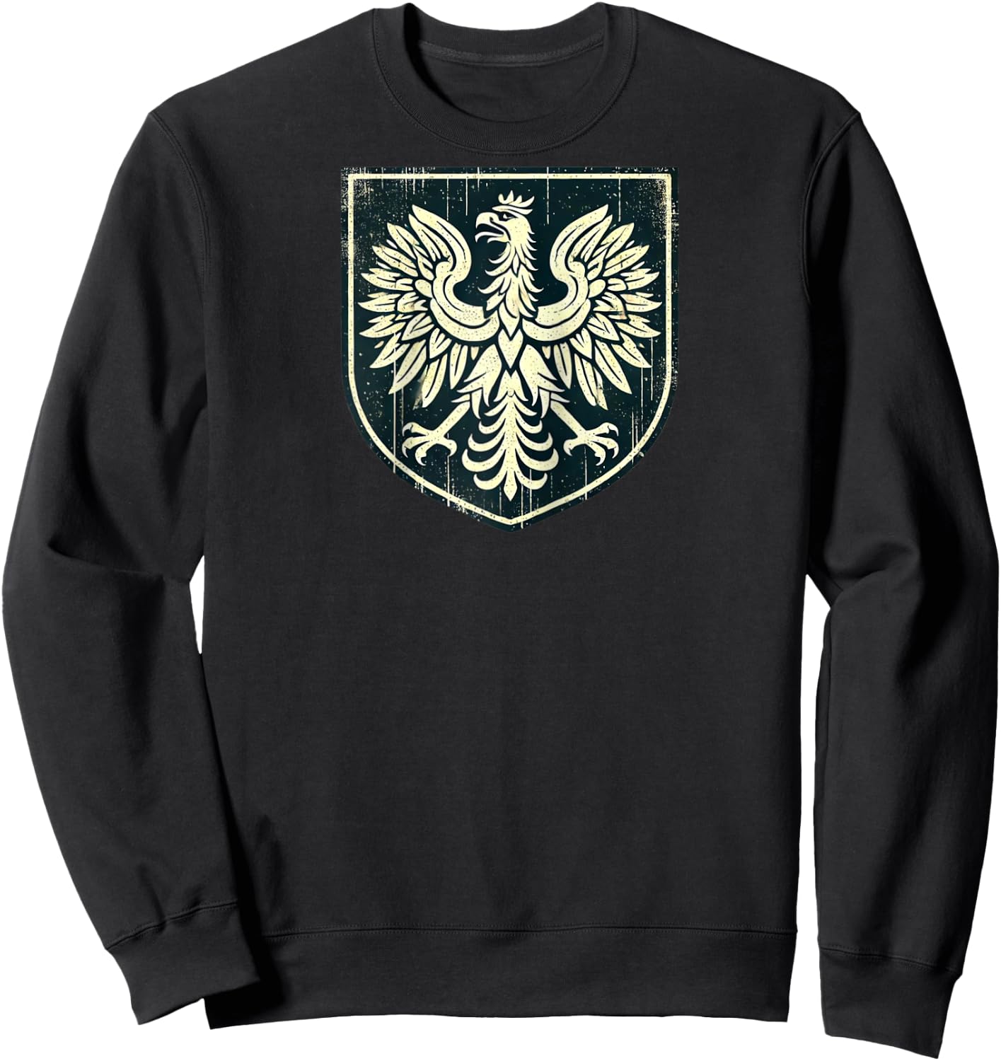 Vintage Polish Eagle, Retro Polish Falcon, Polish History Raglan Baseball Sweatshirt - Sweatshirt | Black