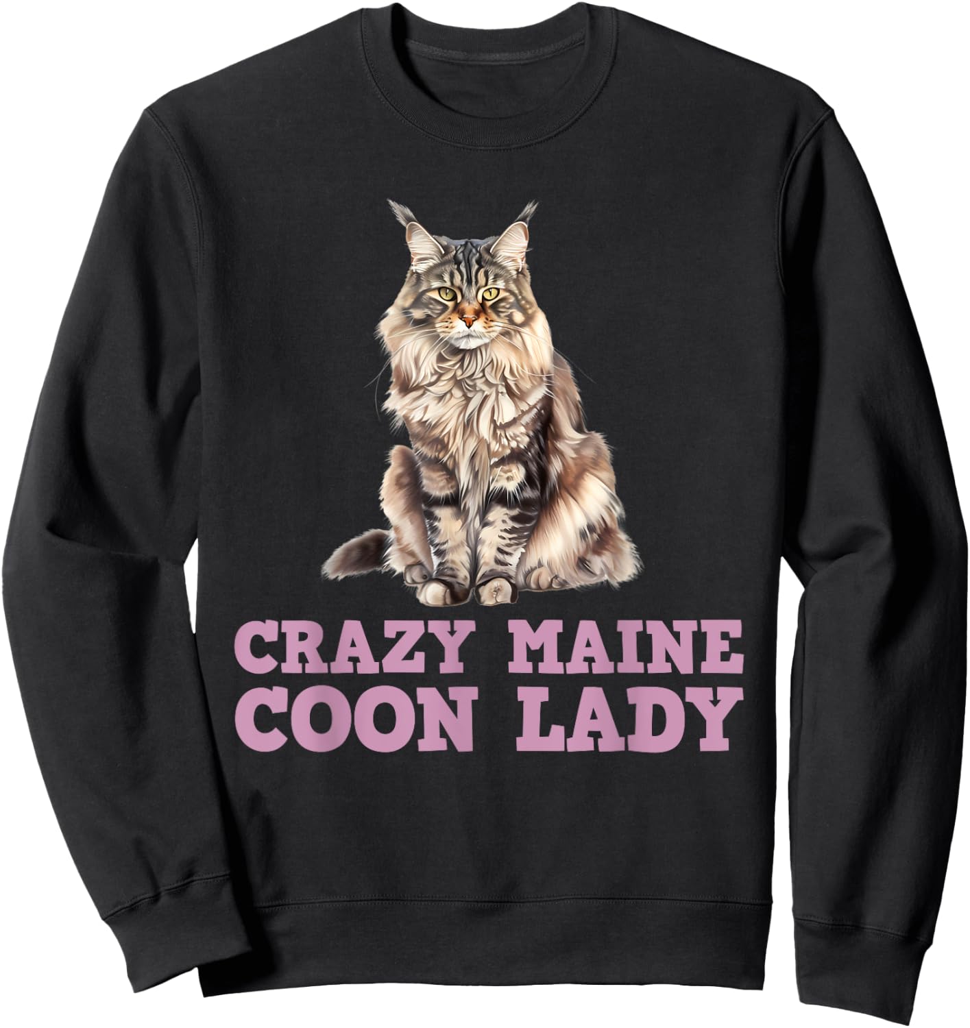 Maine Coon Mama CRAZY MAINE COON LADY Funny Women Sweatshirt - Sweatshirt | Black