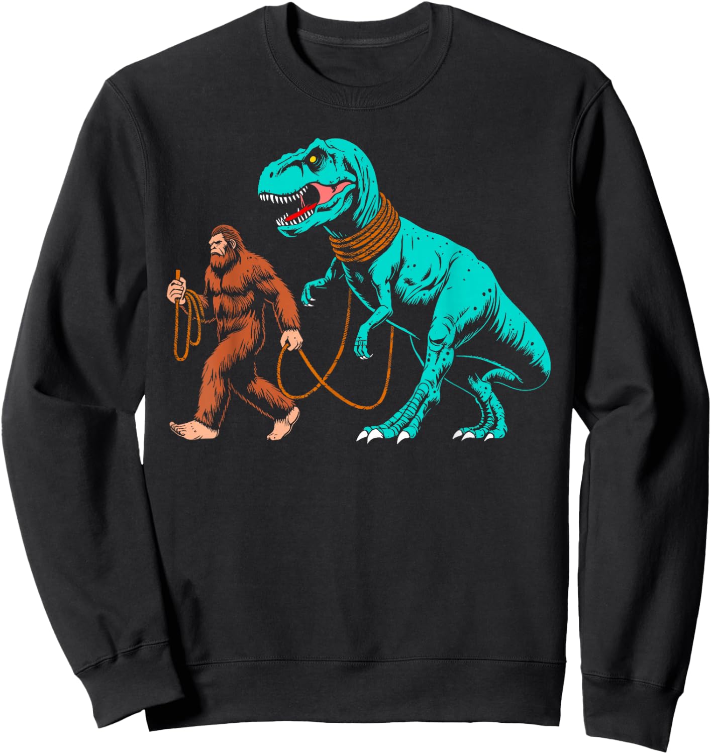 Bigfoot walking the dinosaur sasquatch Walk t rex kids boys Sweatshirt - Sweatshirt | Black