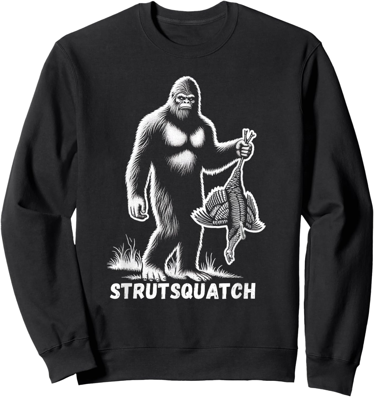 Strutsquatch Bigfoot Sasquatch Funny Youth Turkey Hunting Sweatshirt - Sweatshirt | Black