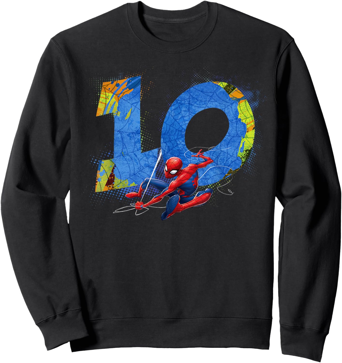 Marvel Super Heroes Spider-Man 10 Year Old Tenth Birthday Sweatshirt - Sweatshirt | Black