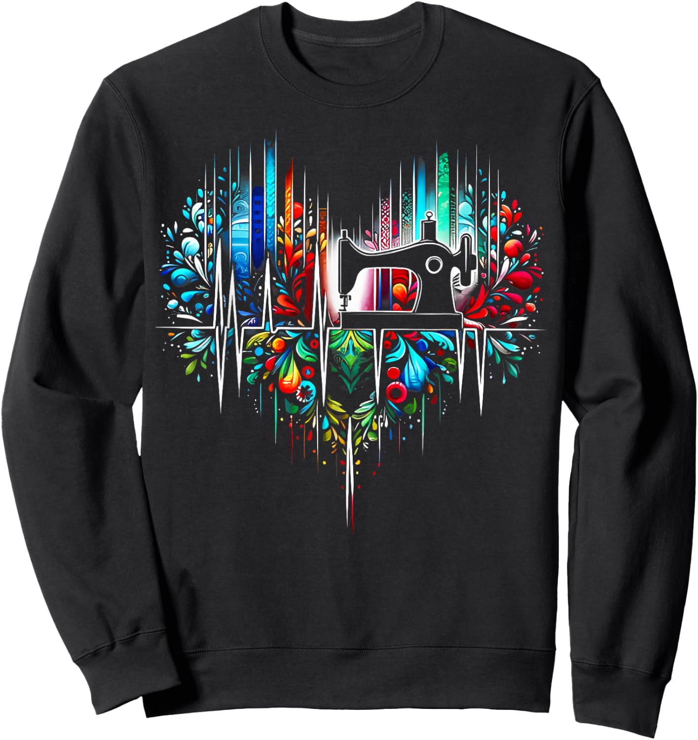 Sewing is My Heart Funny Quilting Sewing Fabric Sweatshirt - Sweatshirt | Black