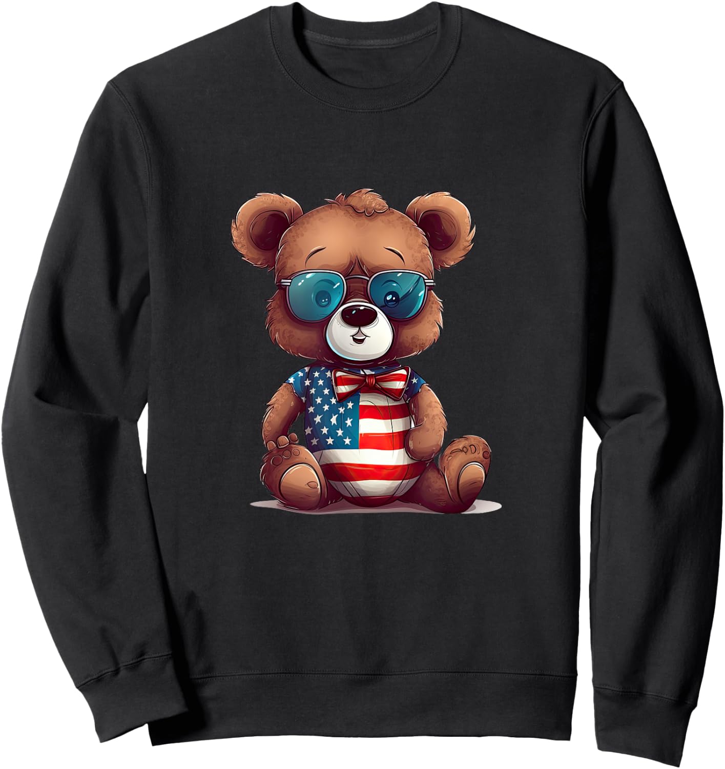Memorial Day, Veterans day, 4th of July patriotic bear Sweatshirt - Sweatshirt | Black