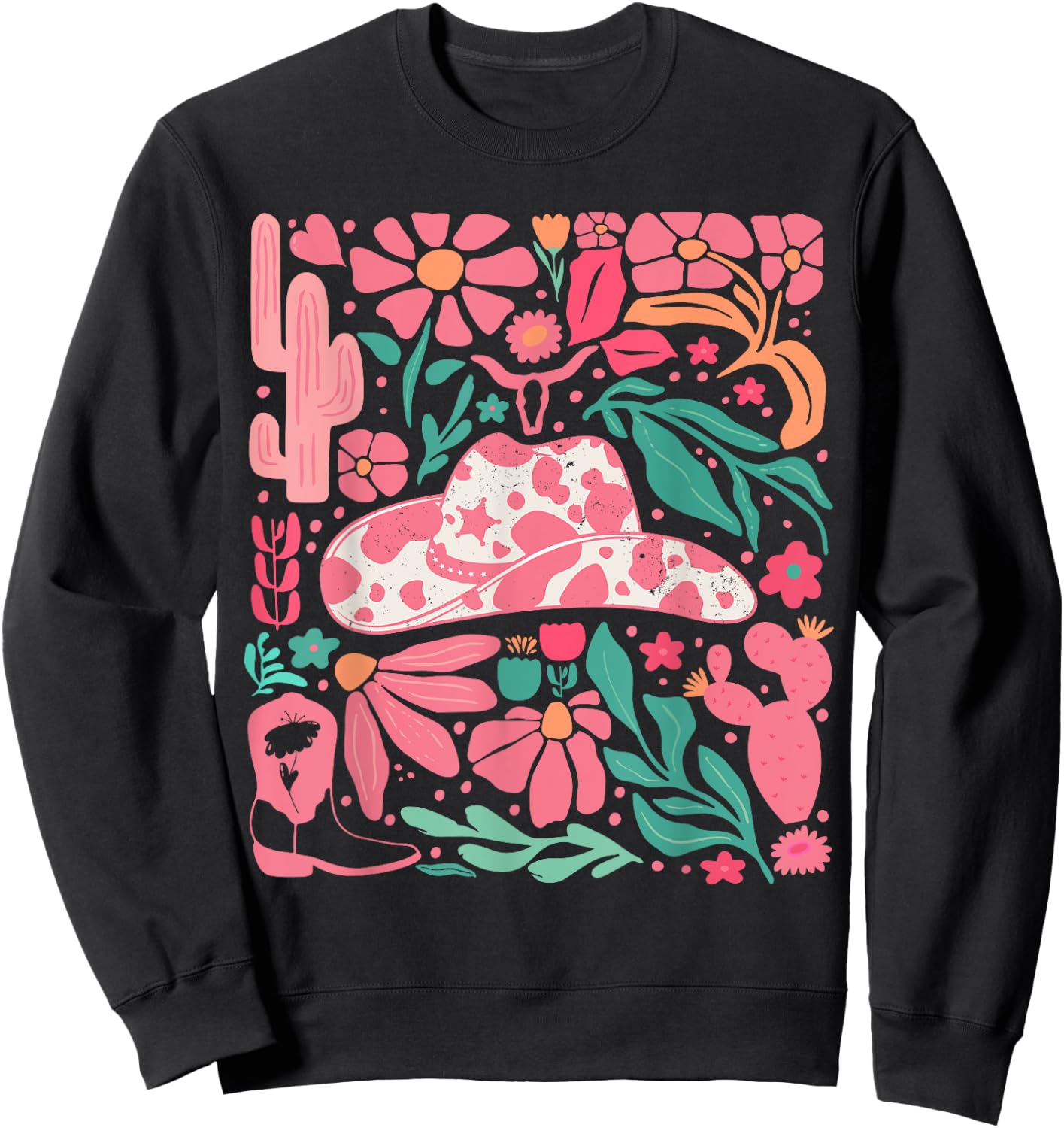Howdy Southern Western Girl Country Rodeo Cowgirl Vintage Sweatshirt - Sweatshirt | Black