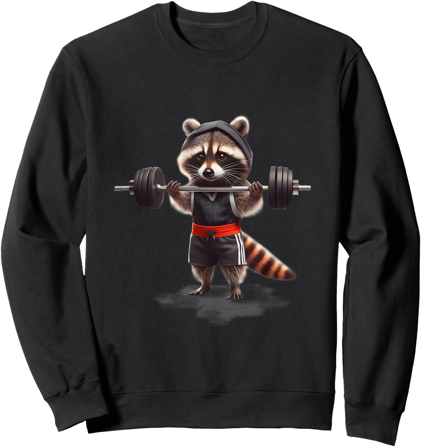 Weightlifting Ripped Raccoon Gym Workout Muscled Raccoon Sweatshirt - Sweatshirt | Black