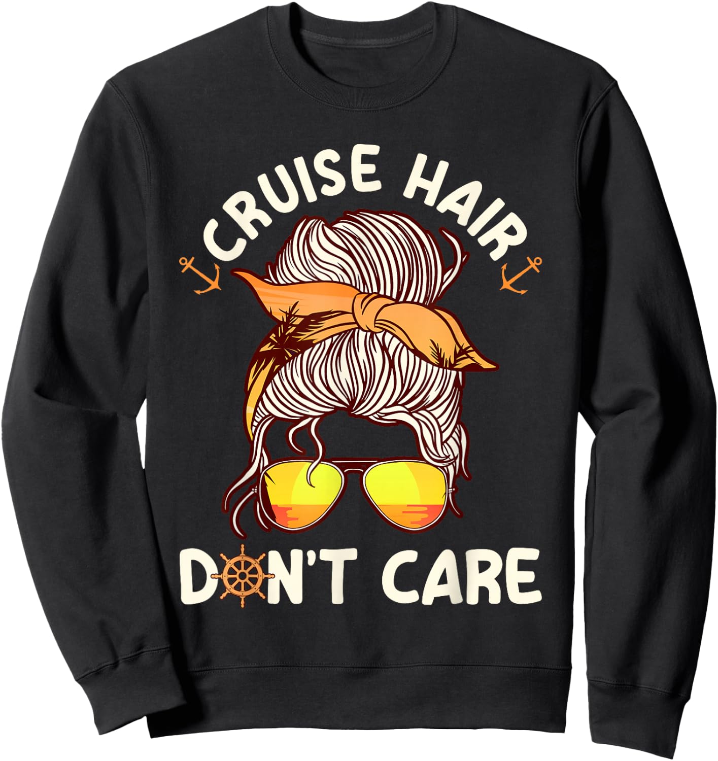 Cruise Hair Don´t Care Funny Cruise , Small, Black Sweatshirt - Sweatshirt | Black