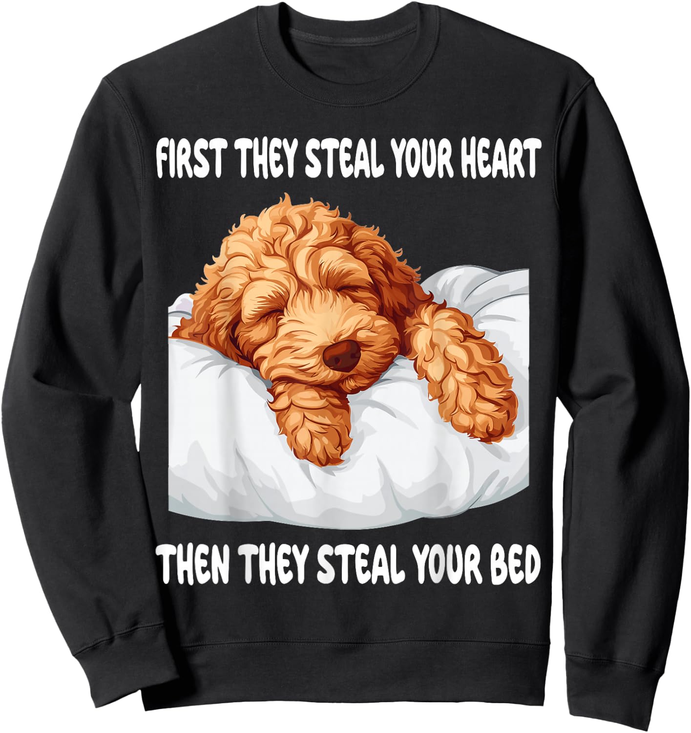 Goldendoodle Sleeping Pajamas Nightgown Sweatshirt - Sweatshirt | Black