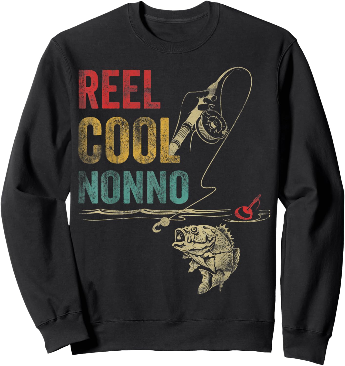 Reel Cool Nonno Fish Fishing Shirt Father's Day Sweatshirt - Sweatshirt | Black