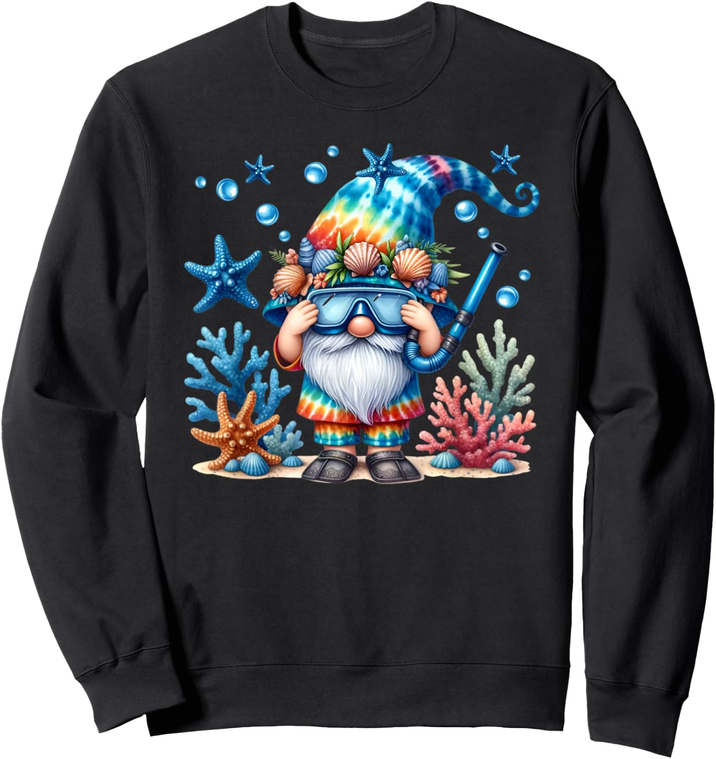 Scuba Diving Accessories Summer Gnome For Beach Vacation Sweatshirt - Sweatshirt | Black
