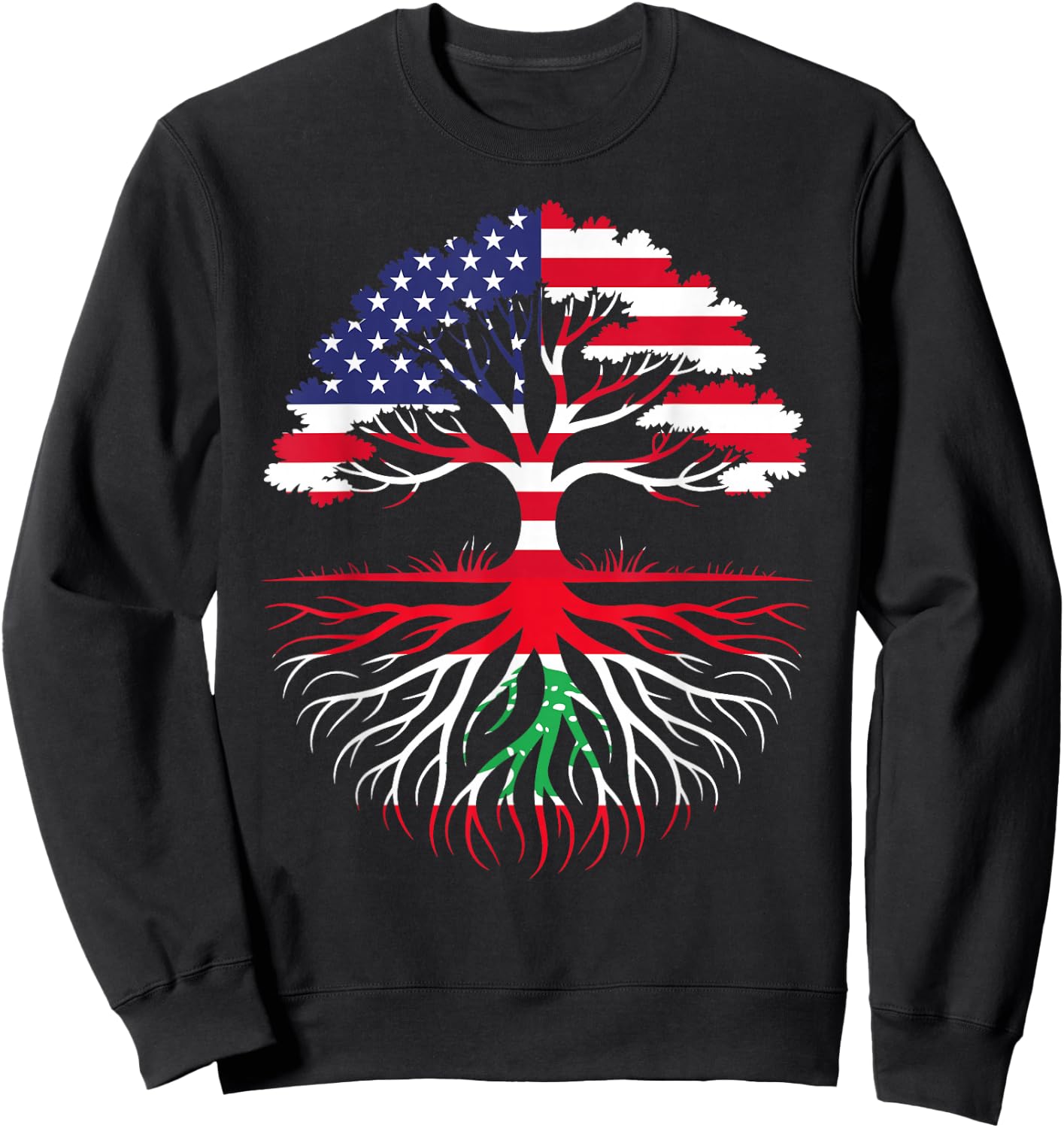 American Grown Lebanese Roots Flag Heritage Sweatshirt - Sweatshirt | Black