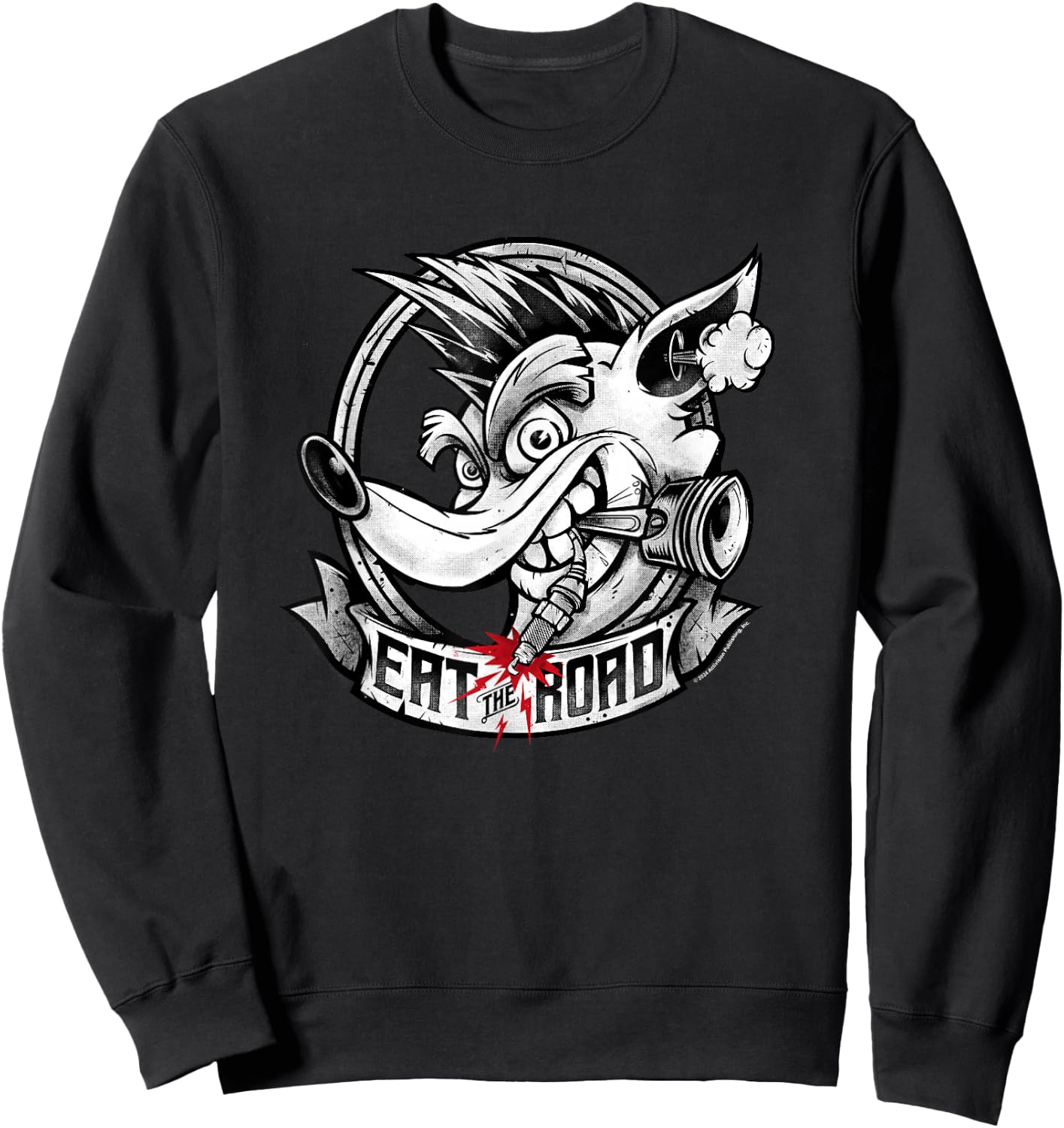 Crash Bandicoot Eat The Road Crash Vintage Big Chest Logo Sweatshirt - Sweatshirt | Black