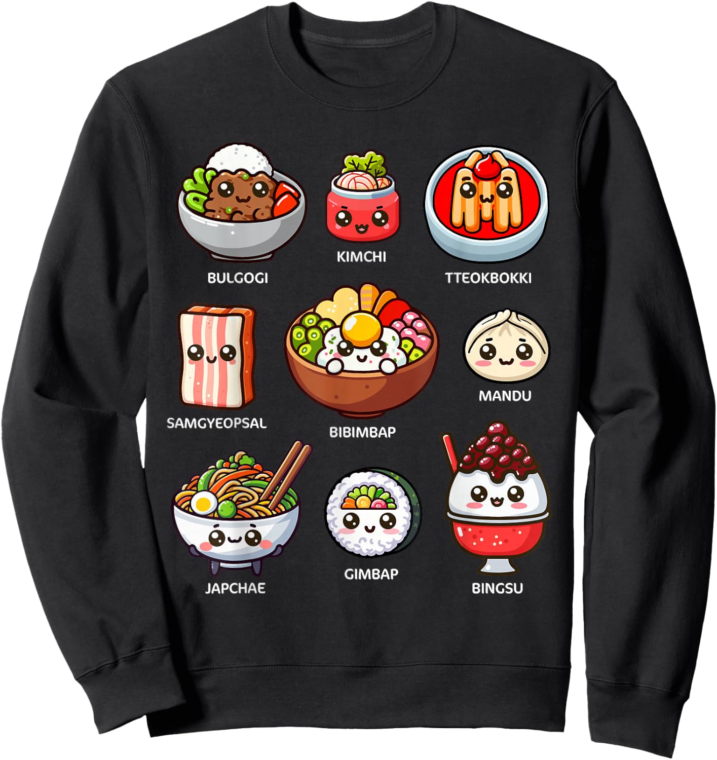 Cute Korean Food Bulgogi Bibimbap Korea Lover Kawaii Sweatshirt - Sweatshirt | Black