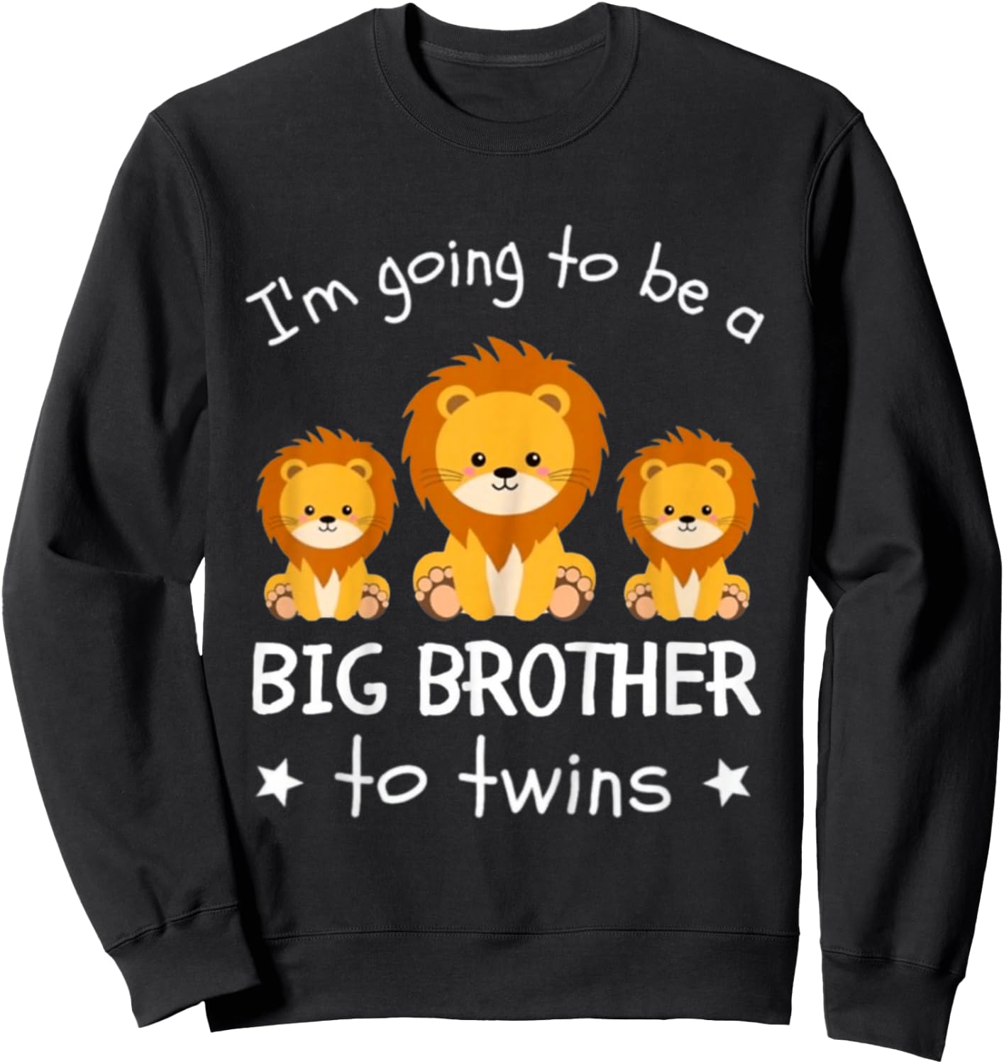 Kids I'm Going To Be A Big Brother To Twins Lion Sweatshirt - Sweatshirt | Black