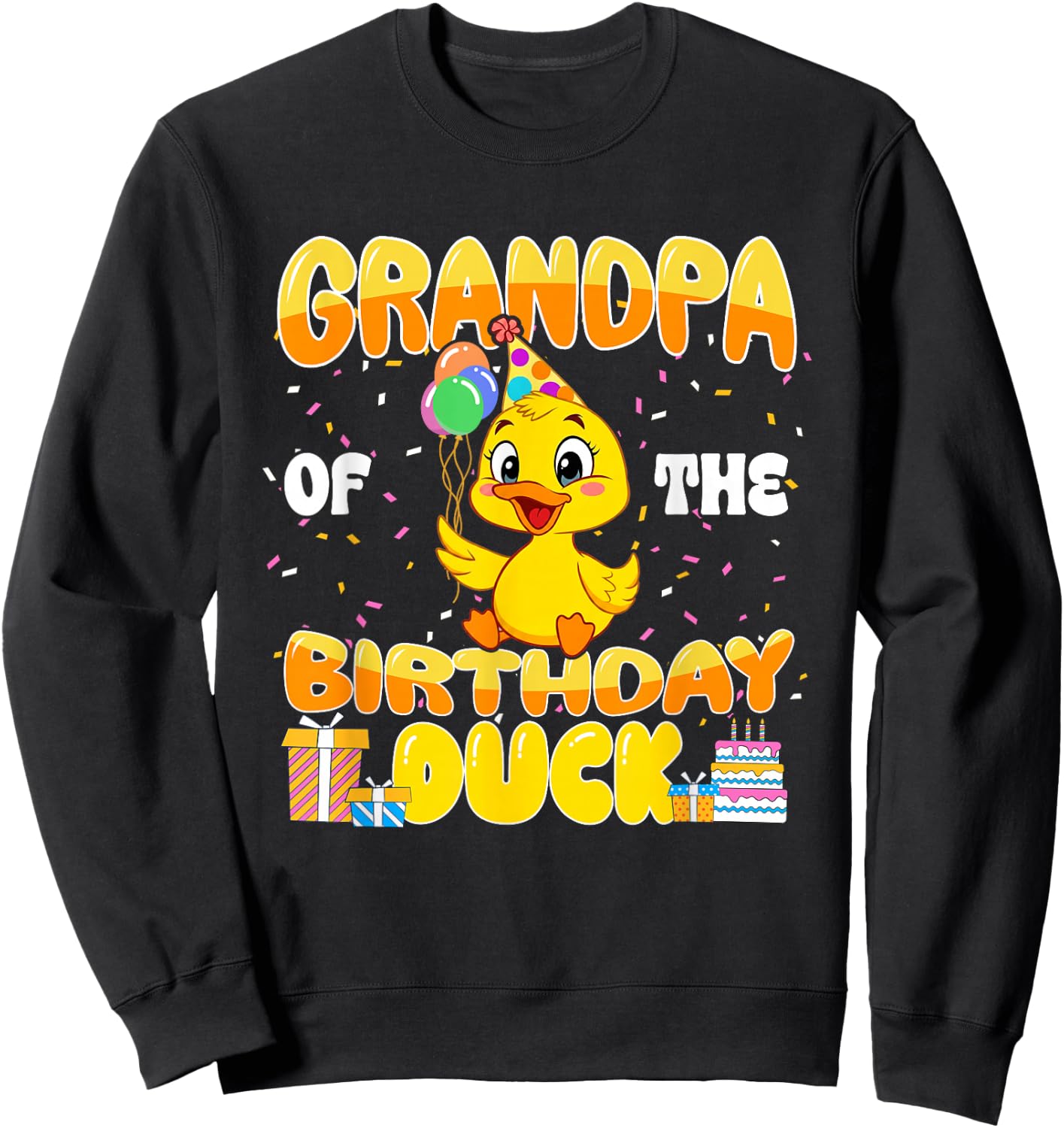 Grandpa of The Birthday Duck Boy Rubber Duck Bday Family Sweatshirt - Sweatshirt | Black