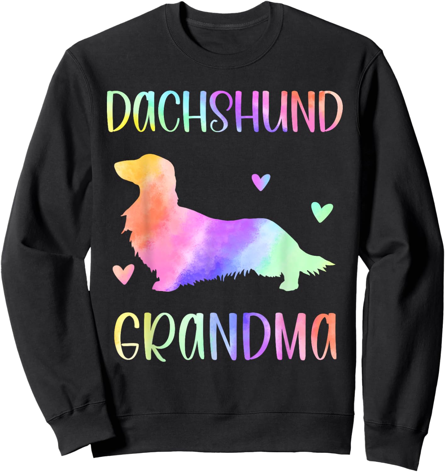 Dachshund Grandma Wiener Dog Nana Rainbow Watercolor Sweatshirt - Sweatshirt | Black