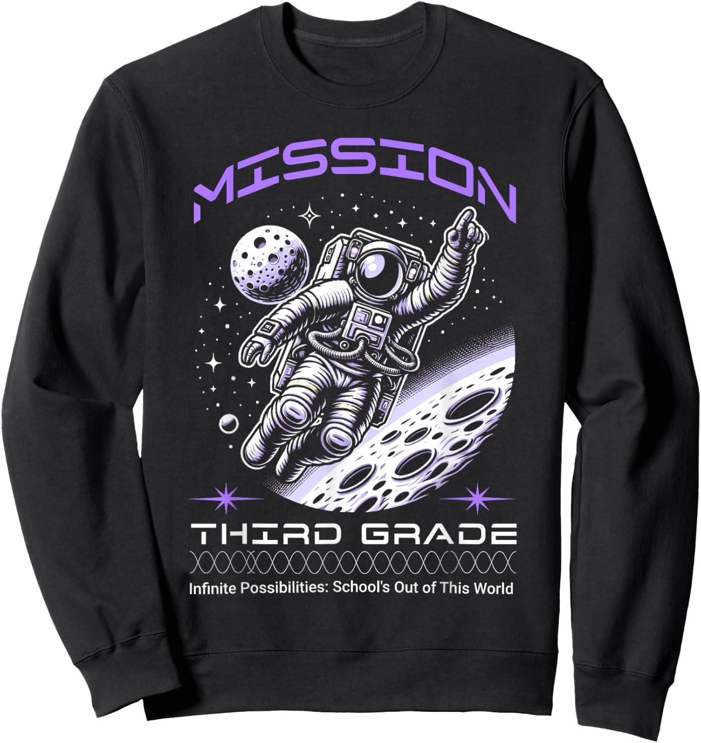 Third Grade Back To School Space Rocket Astronaut Sweatshirt - Sweatshirt | Black