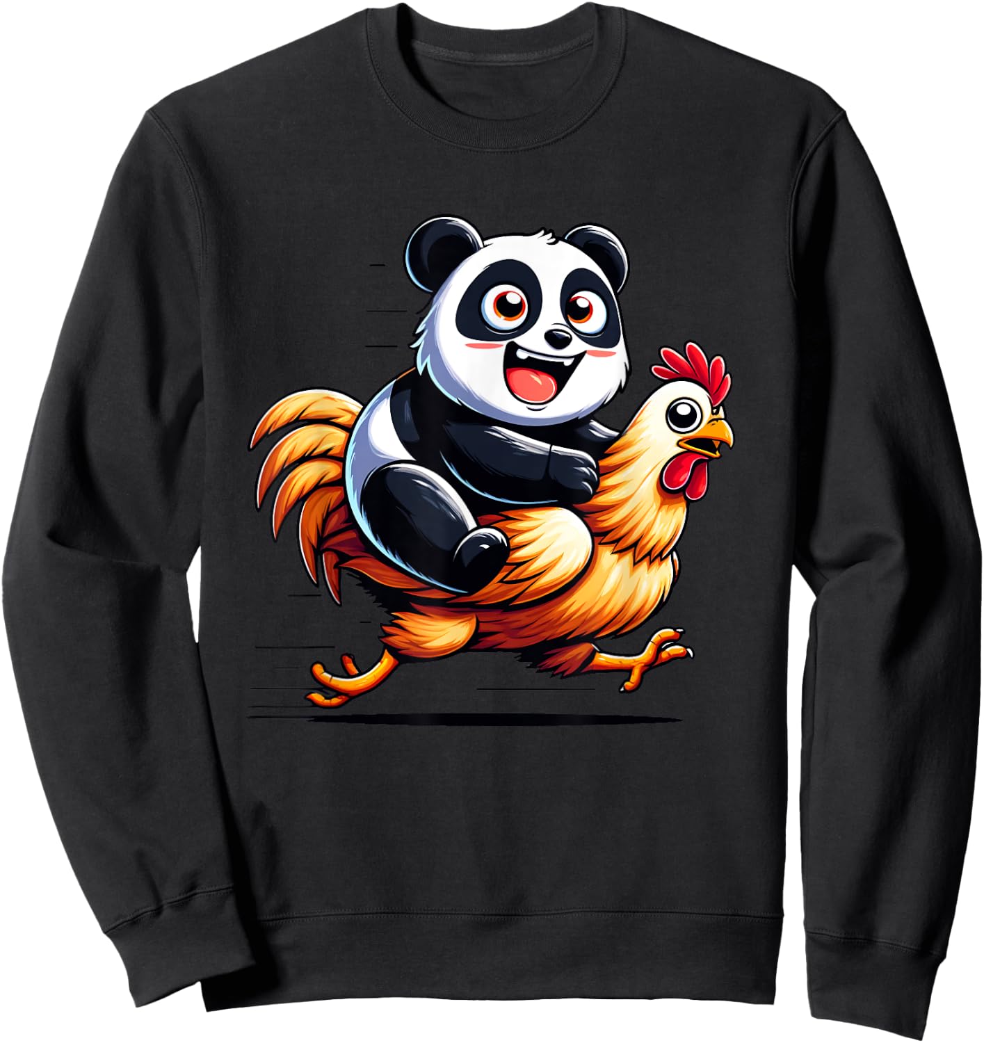 Funny Panda Chicken Rooster Animal Lovers Men Women Kids Sweatshirt - Sweatshirt | Black