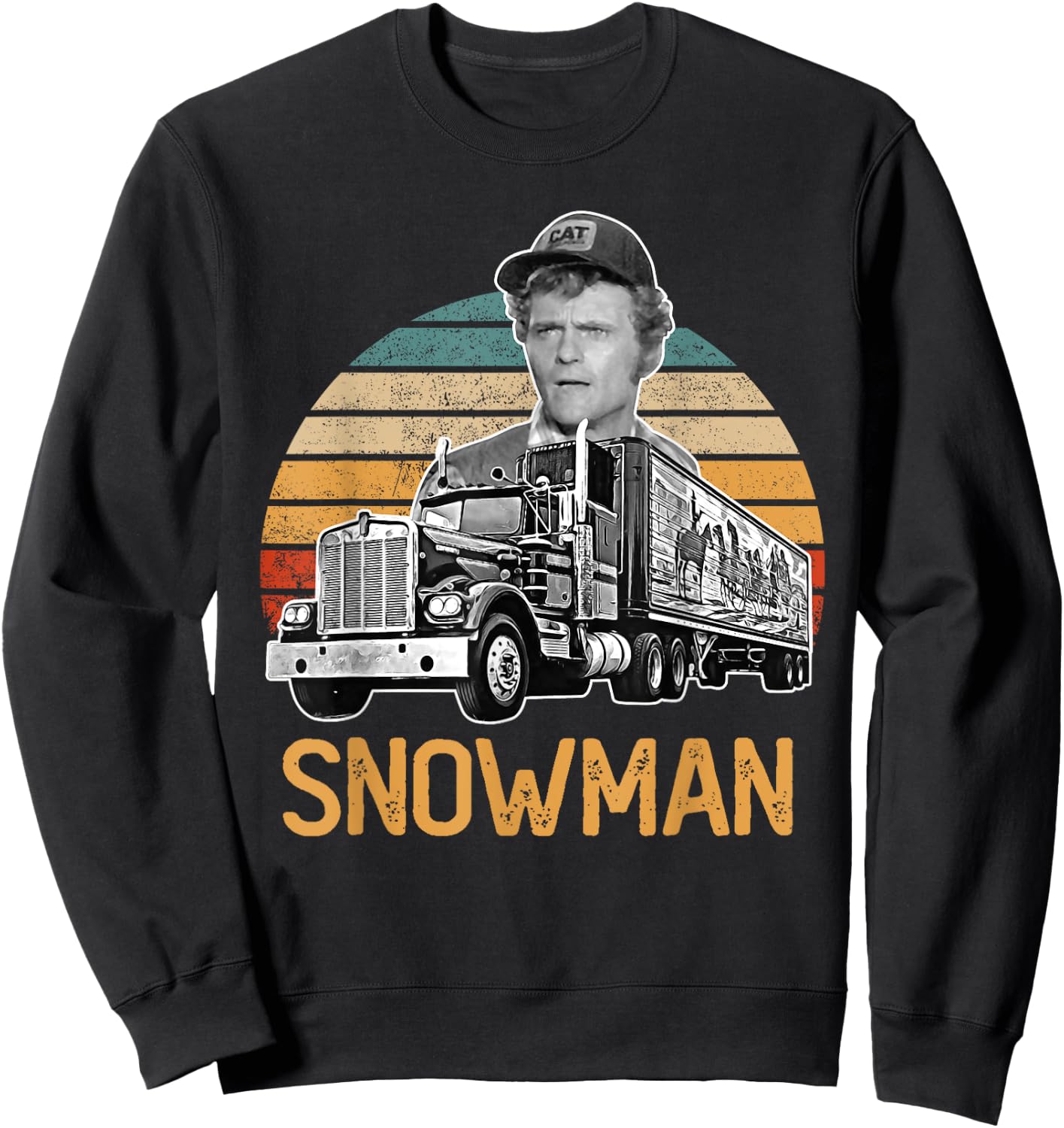 Funny Snowman Sunset Vintage Movies Funny Big Trucks Sweatshirt - Sweatshirt | Black
