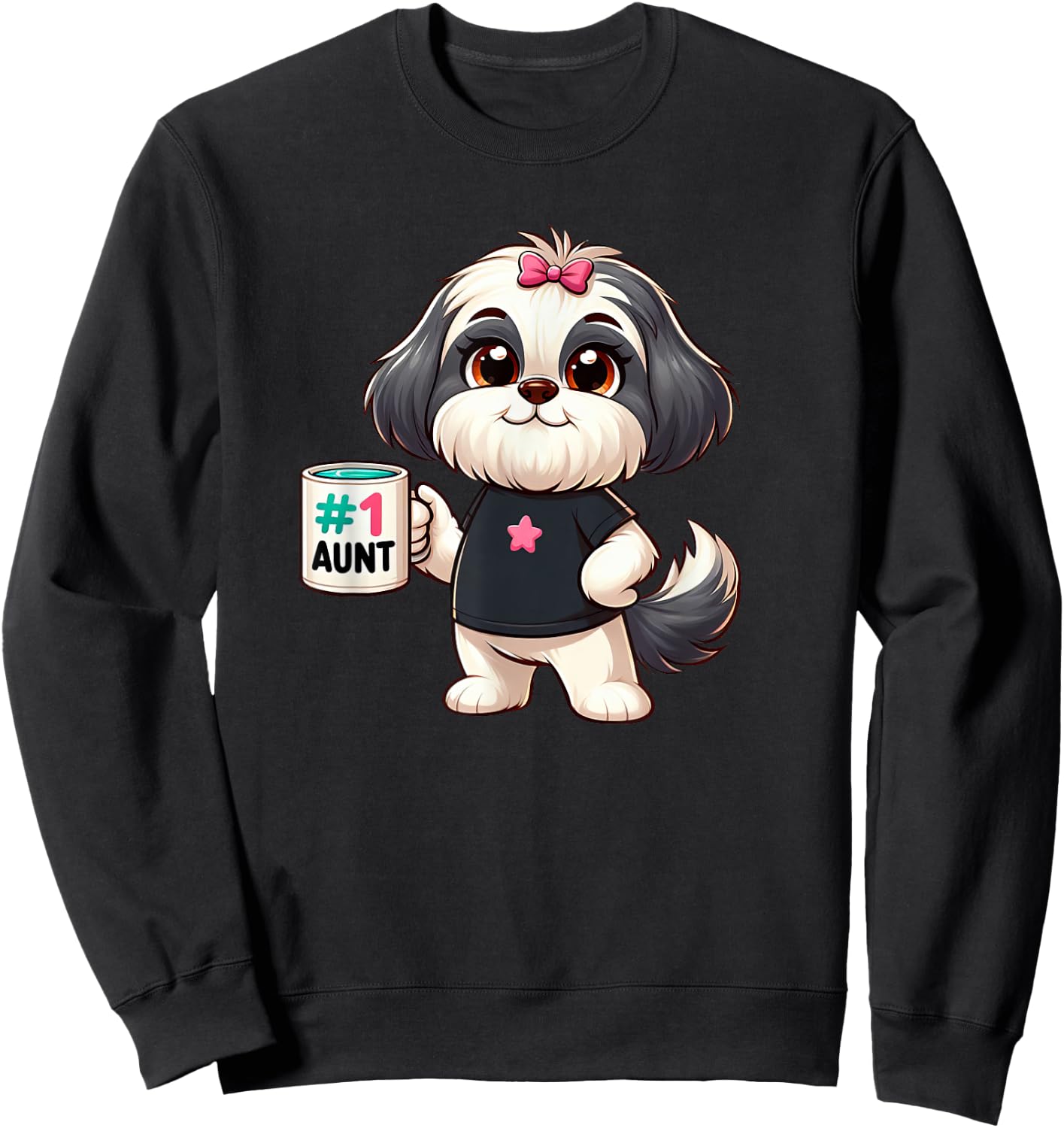 Shih Tzu Aunt Dog Funny Family Sweatshirt - Sweatshirt | Black