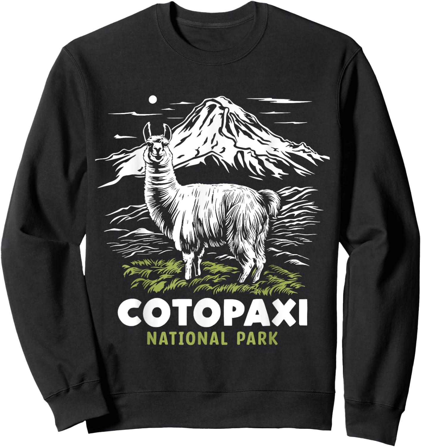 Cotopaxi National Park Ecuador Souvenir Alpaca Llama Hike Sweatshirt - Sweatshirt | Black