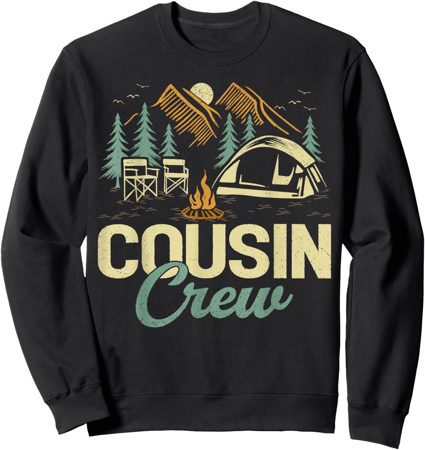 Adventure Mountain Camper Cousin Crew Camping Sweatshirt - Sweatshirt | Black