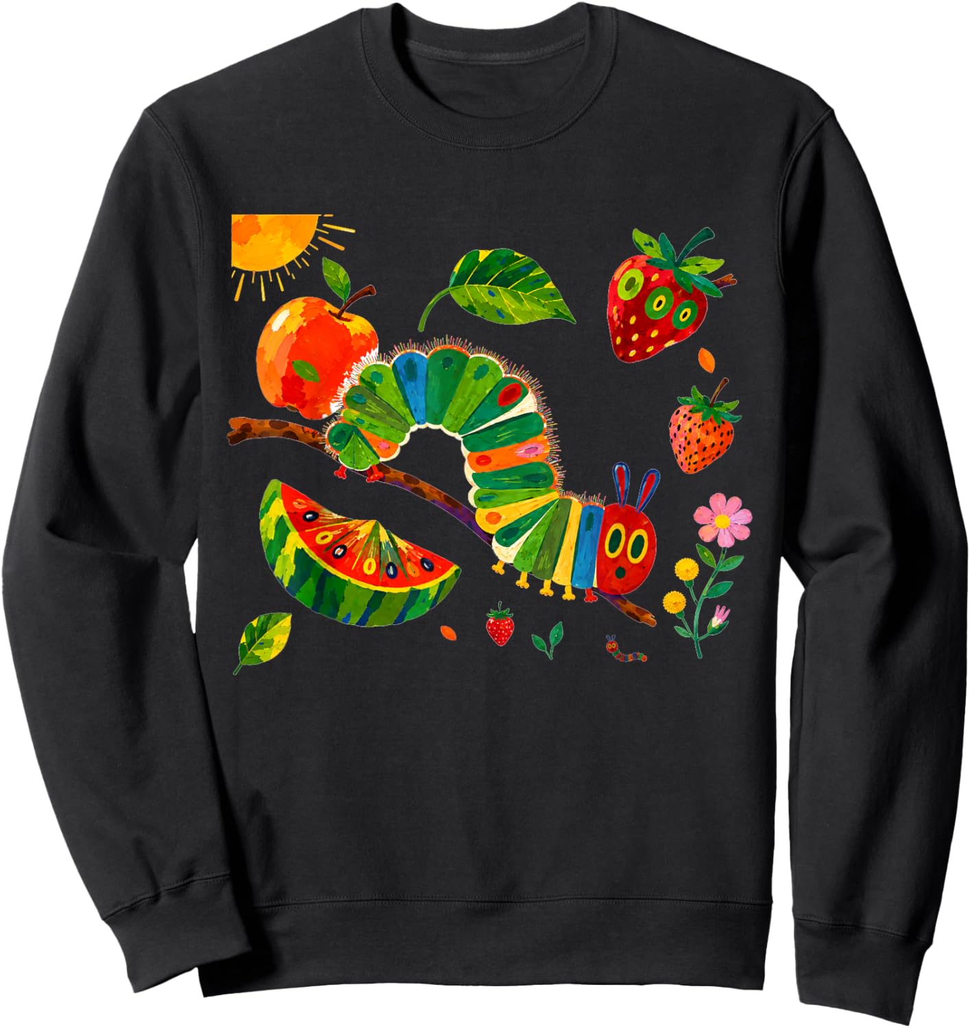 Flower Cute Caterpillar Costume Garden Floral Bug Lover Kid Sweatshirt - Sweatshirt | Black