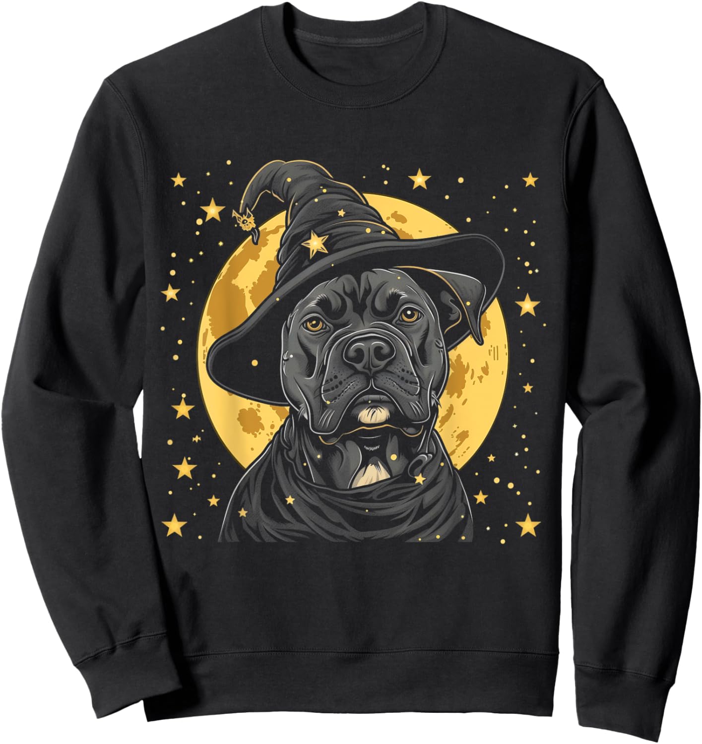 Pitbull Halloween Dog Wizard Hat Funny Cute Witch Costume Sweatshirt - Sweatshirt | Black