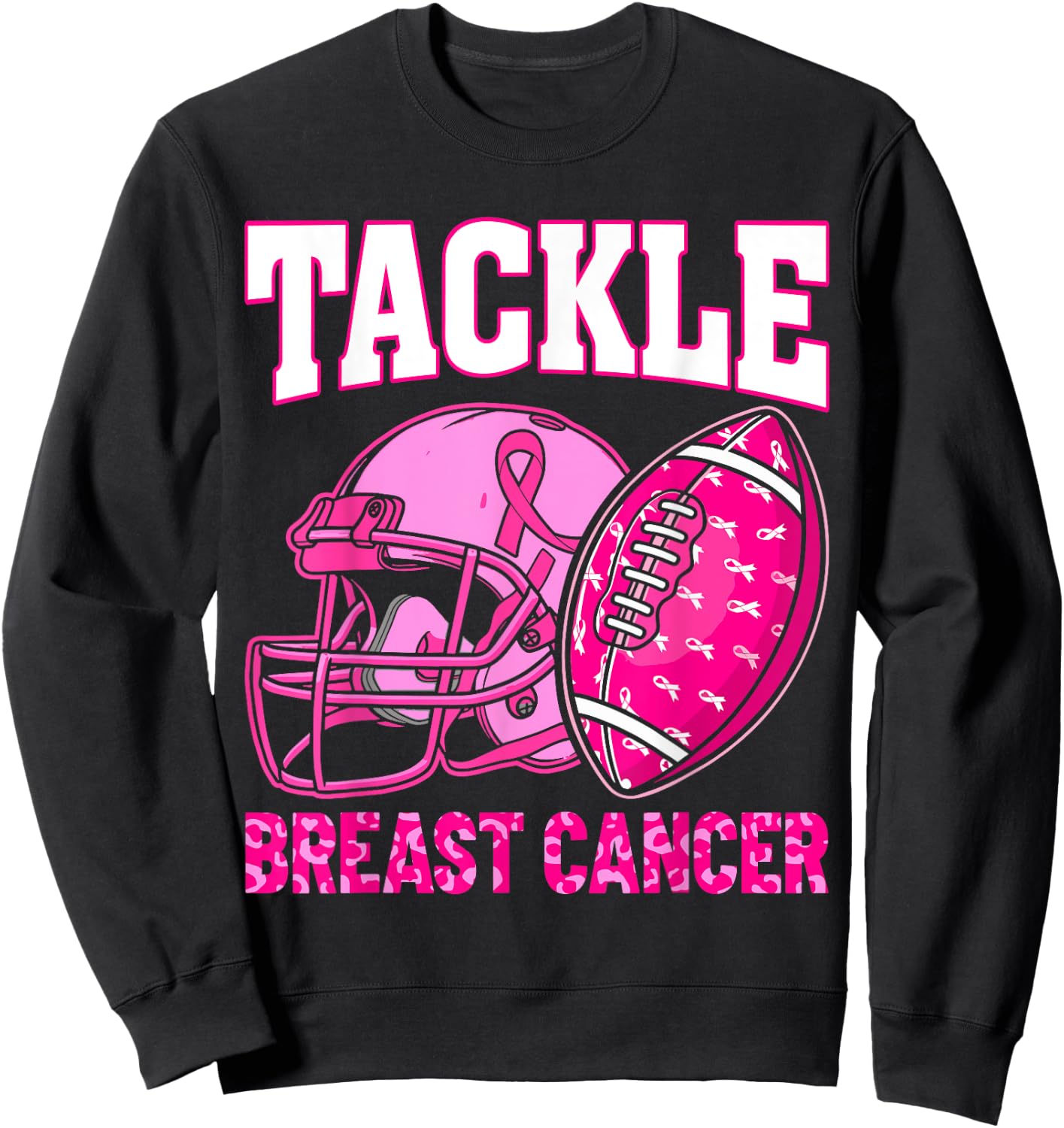 Tackle Breast Cancer Awareness American Football Women Kids Sweatshirt - Sweatshirt | Black