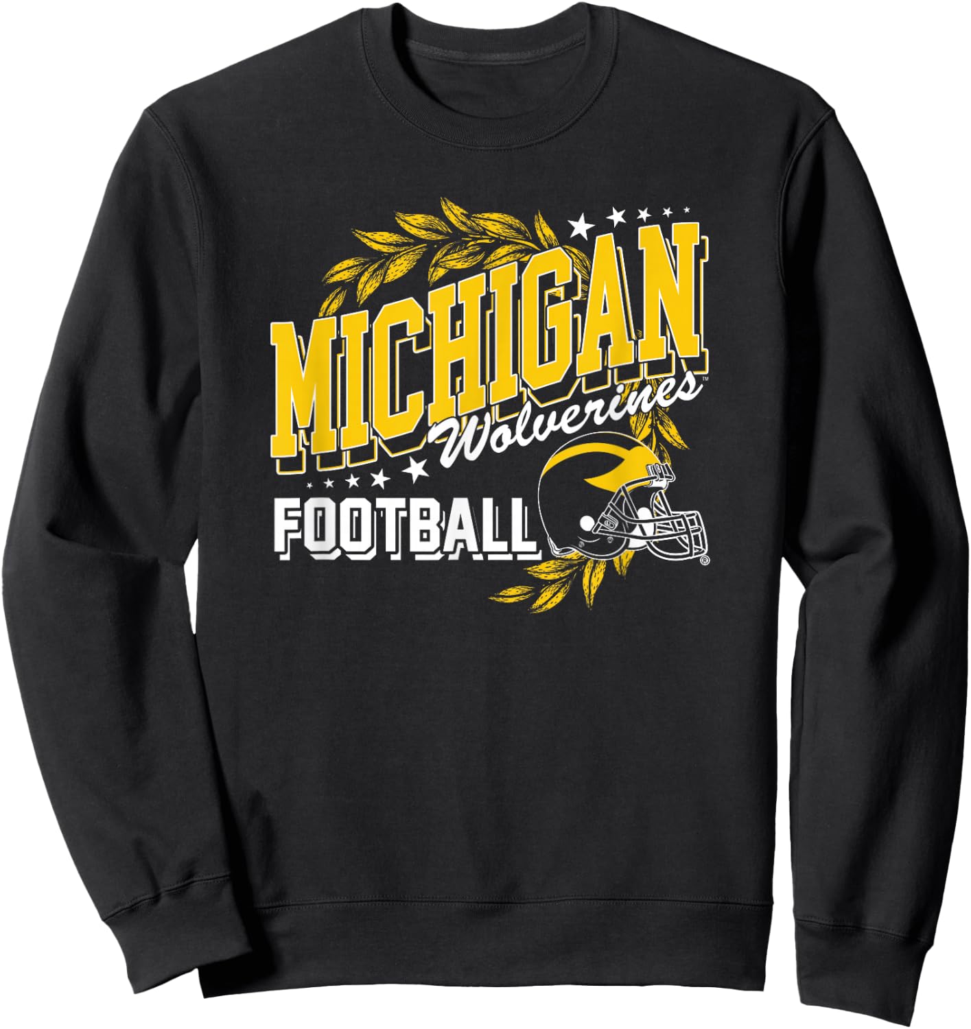 University of Michigan Wolverines U of M Football Laurels Sweatshirt - Sweatshirt | Black